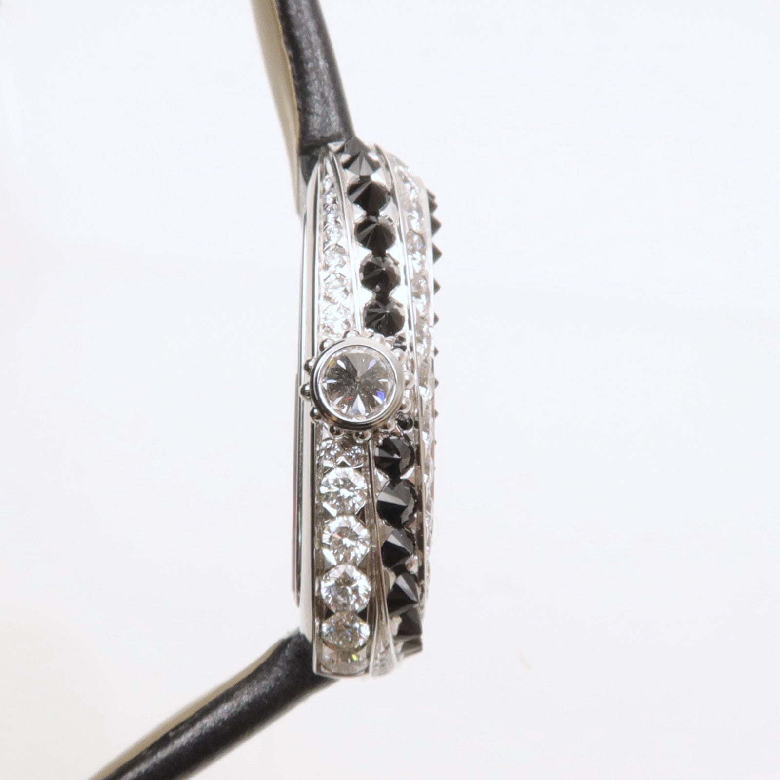 CARTIER Coussin De白金/鑽石手錶石英機芯黑色