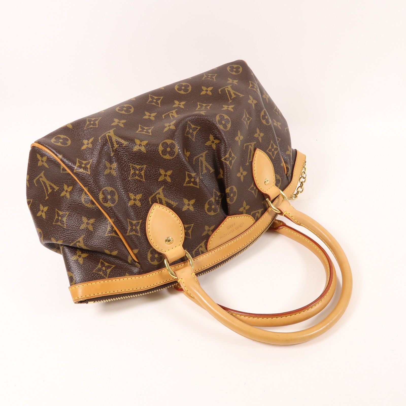 LOUIS VUITTON Monogram Tivoli PM金扣手挽袋棕色