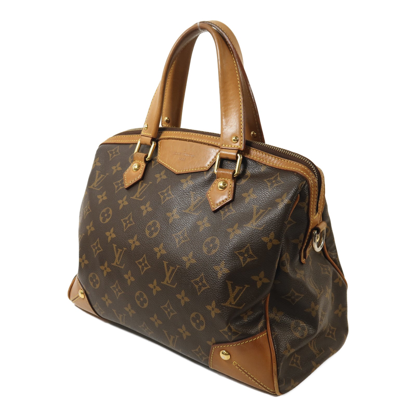 LOUIS VUITTON Monogram Retiro PM金扣手挽肩背兩用袋棕色