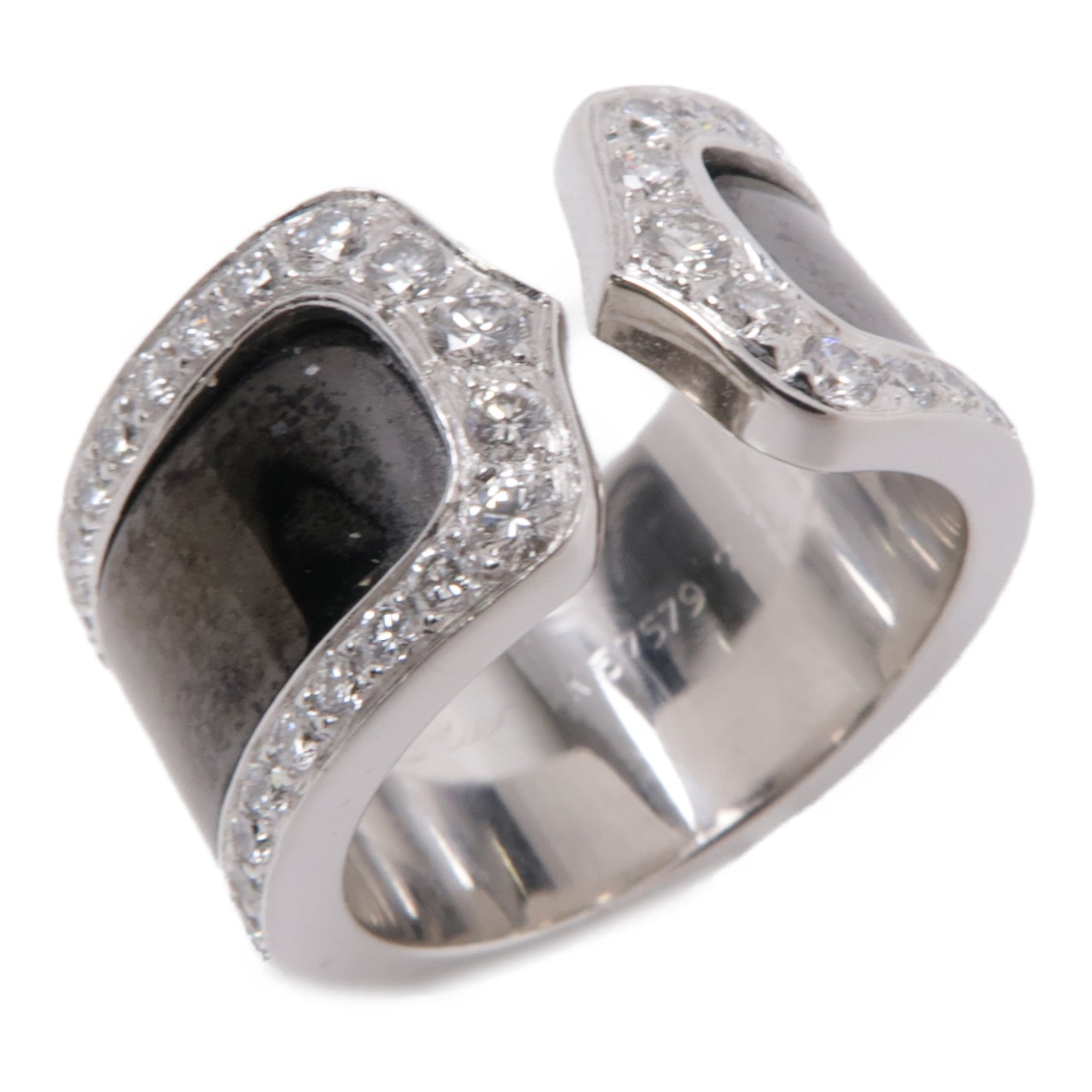CARTIER 陶瓷/18K白金C2 Diamond Ring鑽石戒指黑色Cartier#48 US#4.5