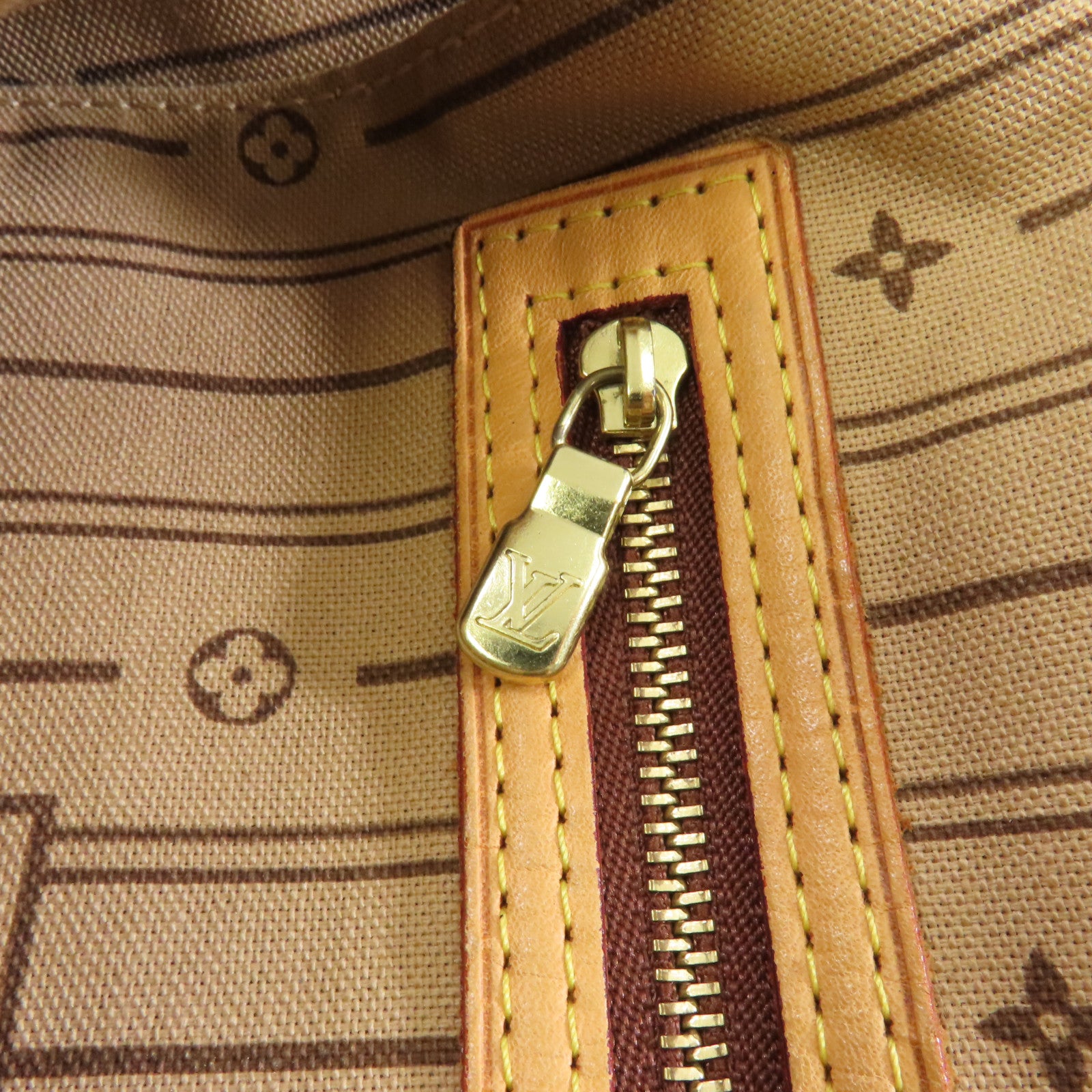 LOUIS VUITTON Monogram Neverfull GM金扣手挽袋棕色
