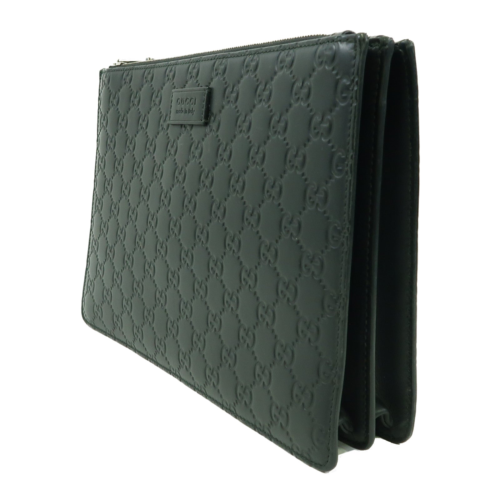 GUCCI 【激減優惠】牛皮皮革Shoulder Bag銀扣肩背袋黑色
