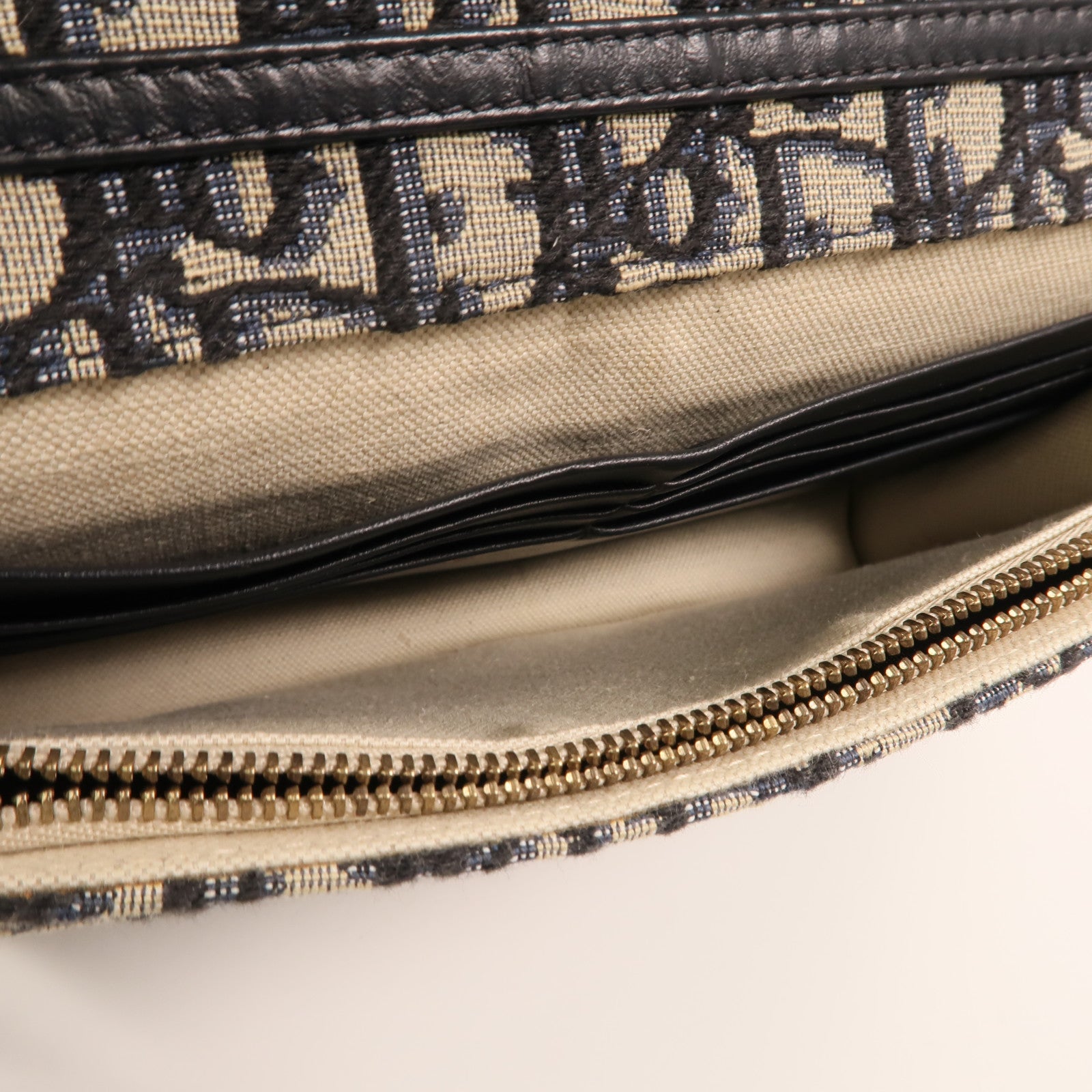 Dior 帆布Oblique Jacquard Saddle Chain Shoulder金扣鏈帶肩背袋