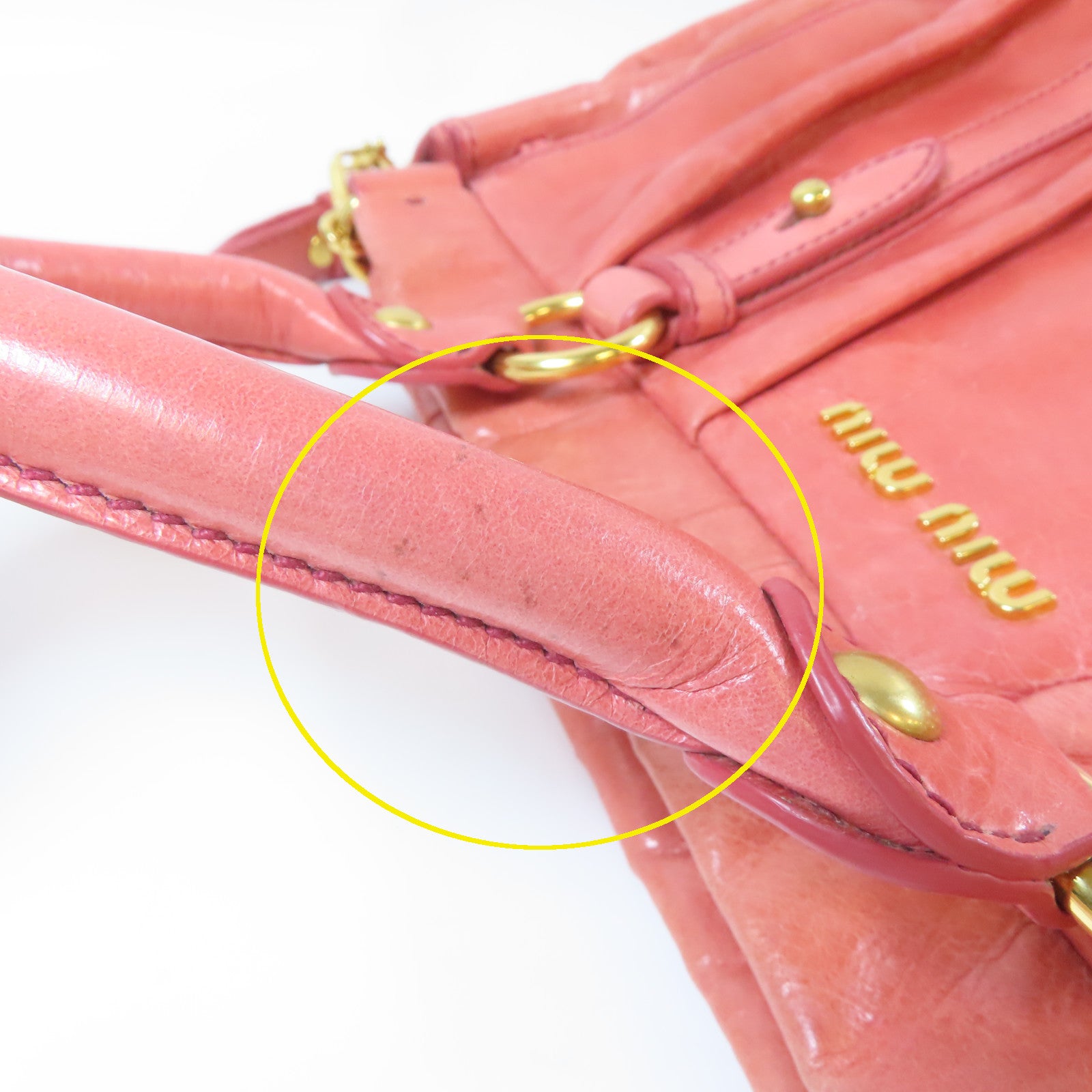 Miu Miu 牛皮皮革2 Way Shoulder Bag金扣手挽肩背兩用袋粉紅色