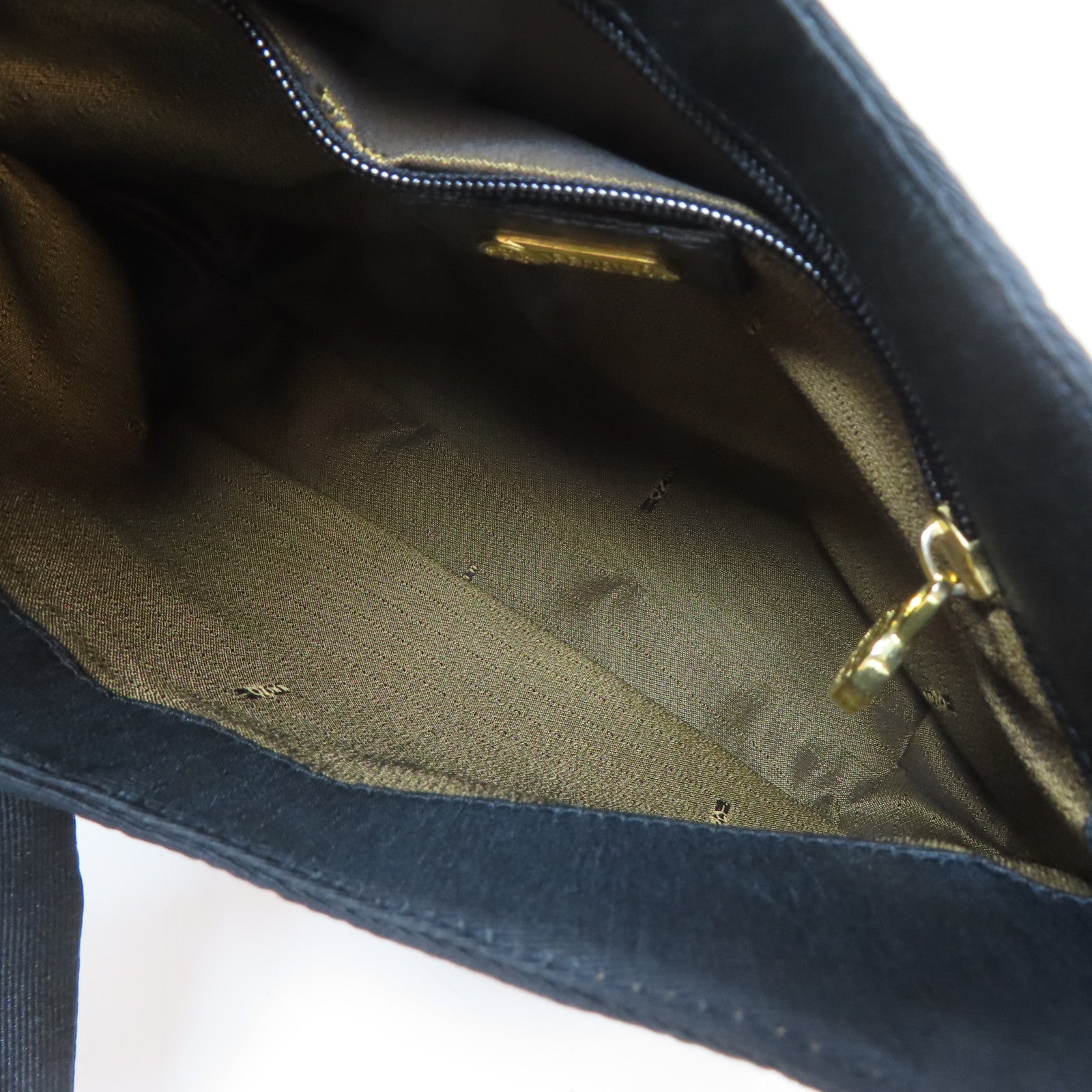 FENDI 帆布Vintage MaMa Baguette金扣肩背袋黑色