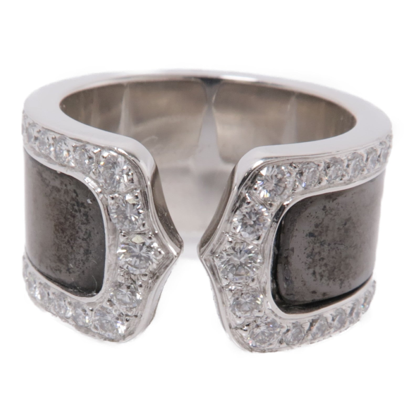 CARTIER 陶瓷/18K白金C2 Diamond Ring鑽石戒指黑色Cartier#48 US#4.5