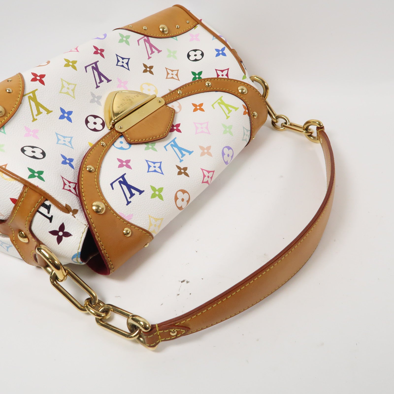 LOUIS VUITTON 【激減優惠】Monogram Multicolore Beverly MM金扣肩背袋白色/彩色