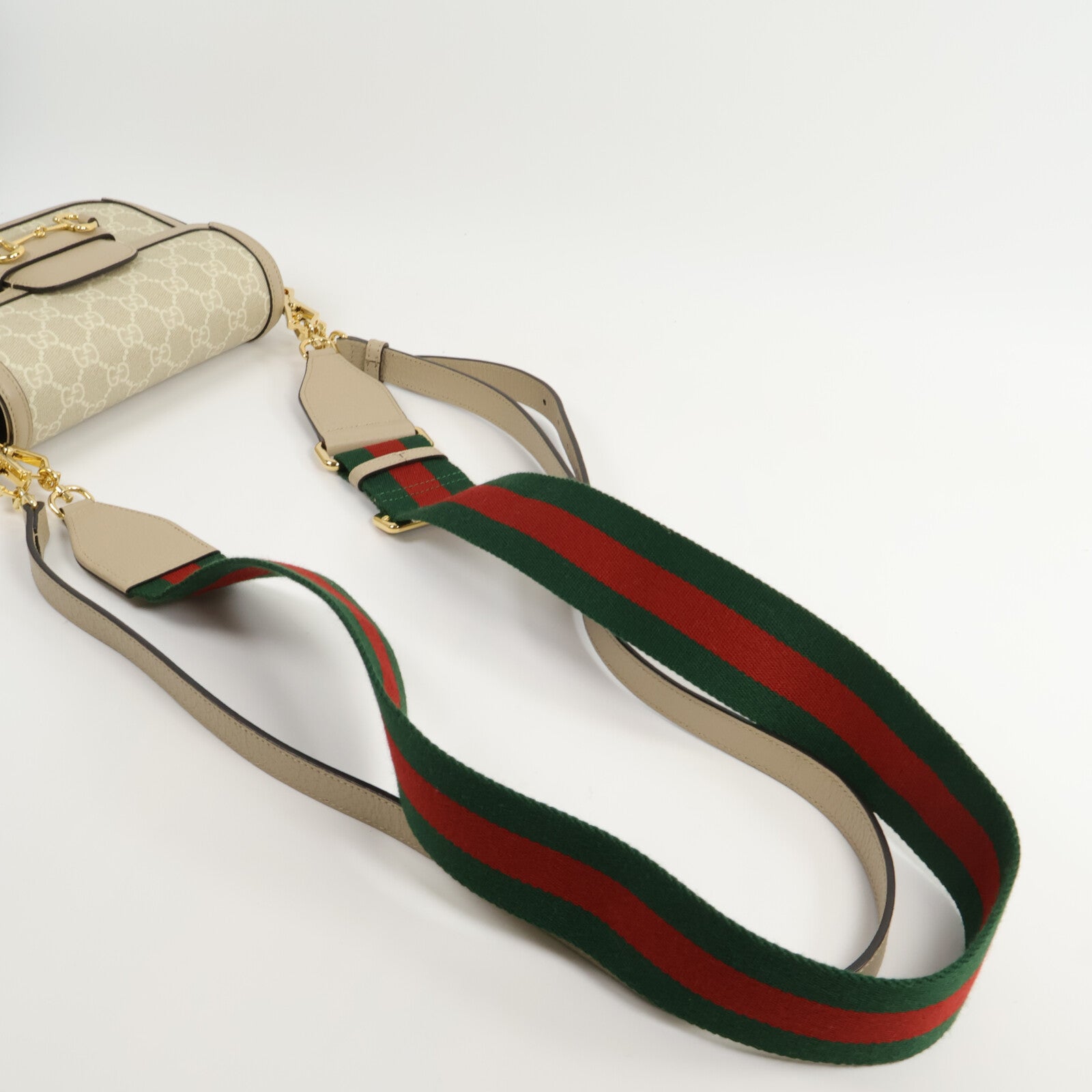 GUCCI 塗層帆布Horsebit 1955 Small Shoulder Bag肩背袋