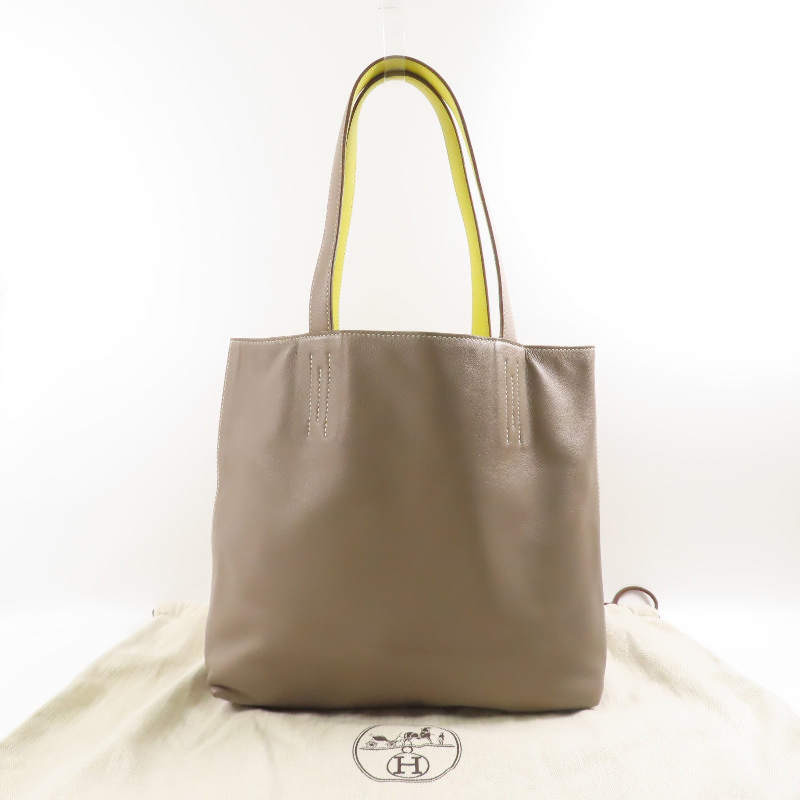 HERMES Swift皮革Double Sens 28手挽袋Etoupe大象灰– Brand Off