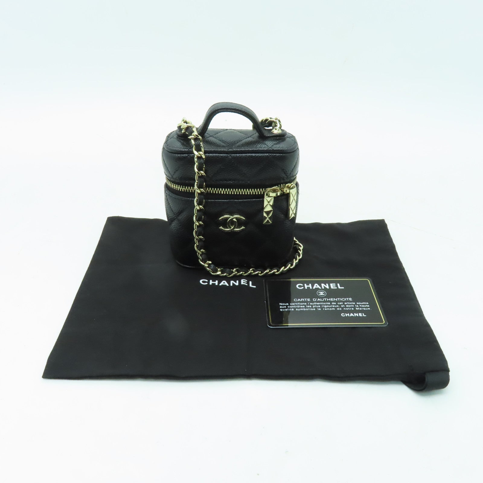 CHANEL 【激減優惠】菱格Caviar皮革Chain Shoulder金扣鏈帶肩背袋黑色