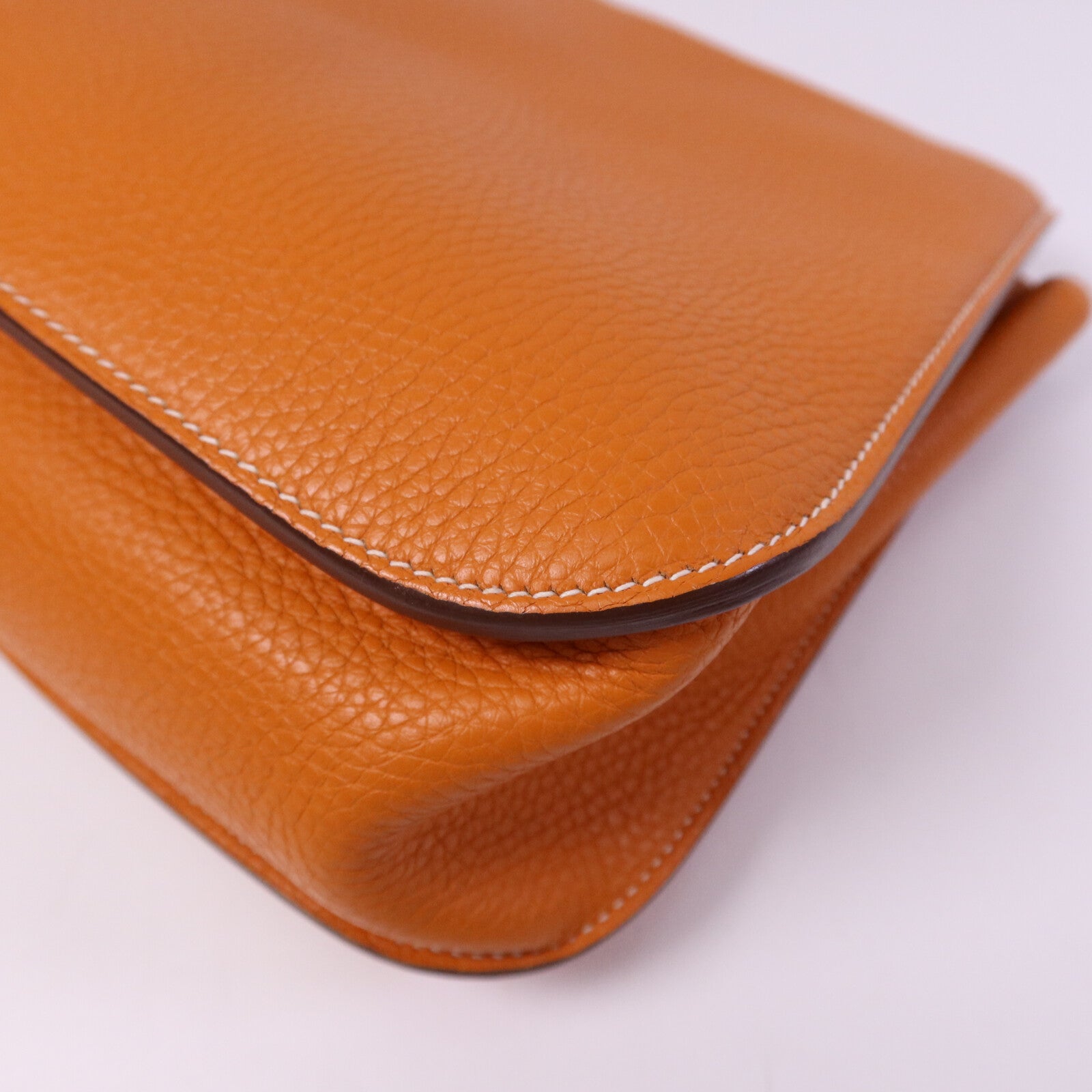 HERMES Clemence皮革Halzan 31銀扣手挽肩背兩用袋Orange