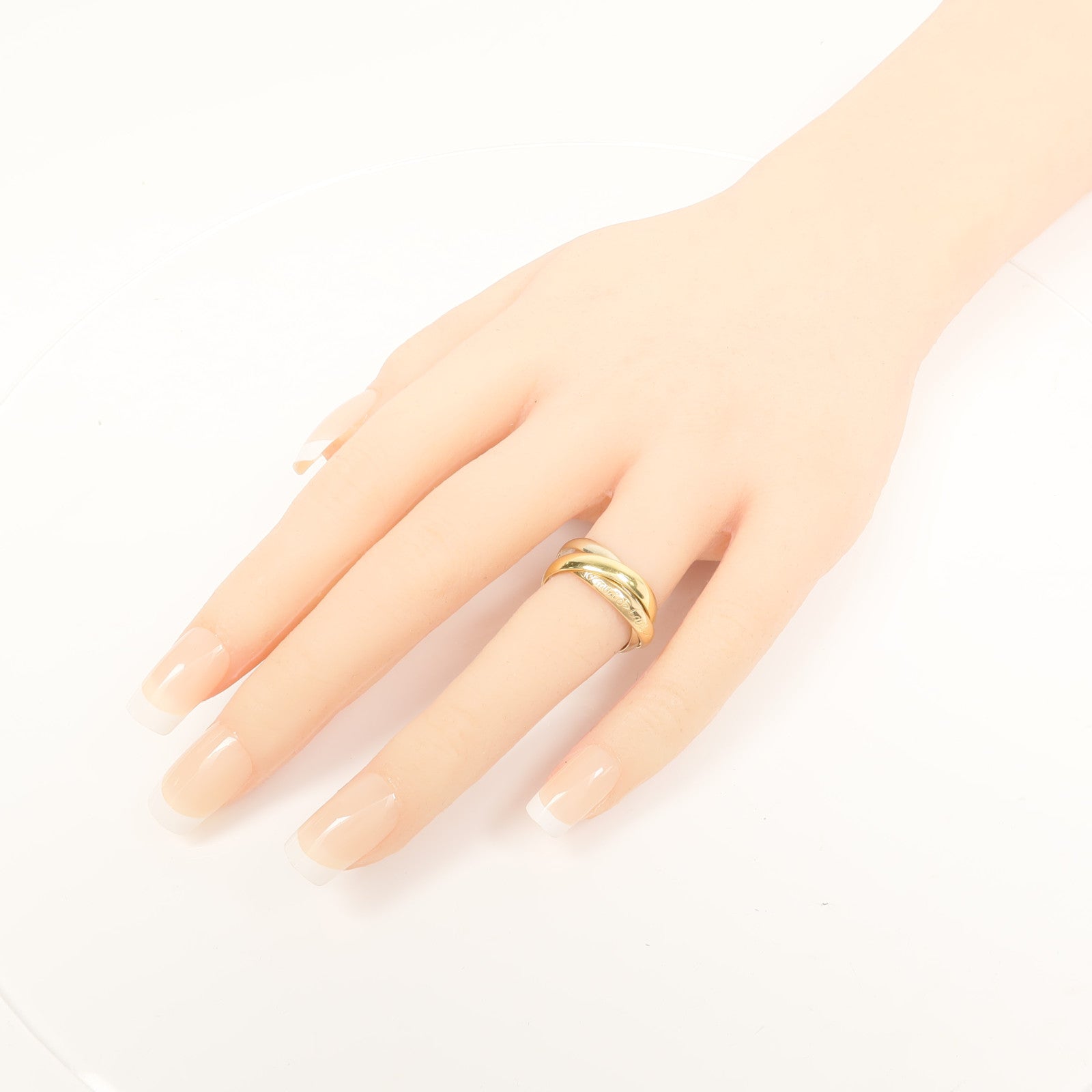 CARTIER 18K黃金/白金/玫瑰金Trinity戒指Cartier#52/US#6.5
