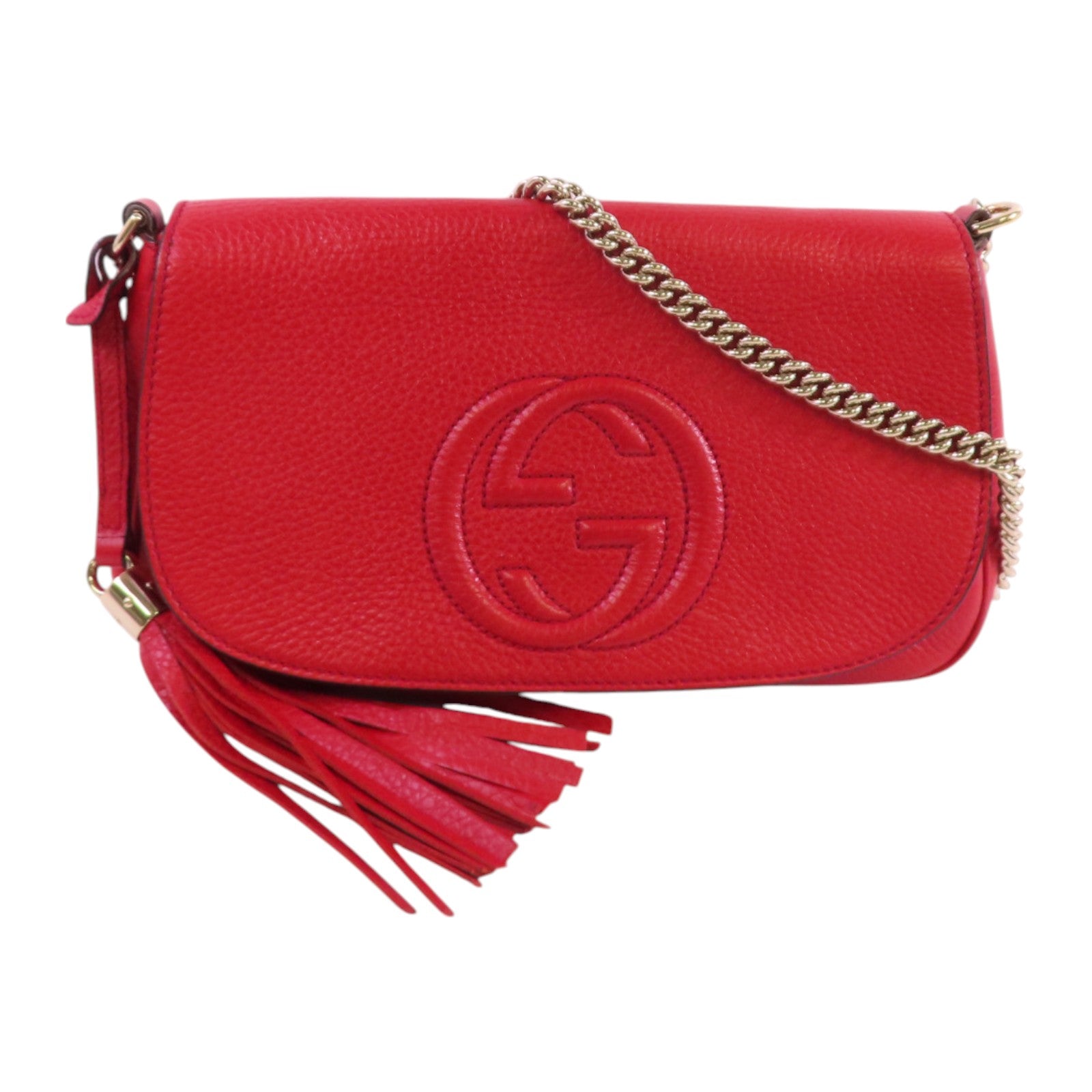 GUCCI 牛皮皮革Soho Chain Shoulder金扣鏈帶肩背袋