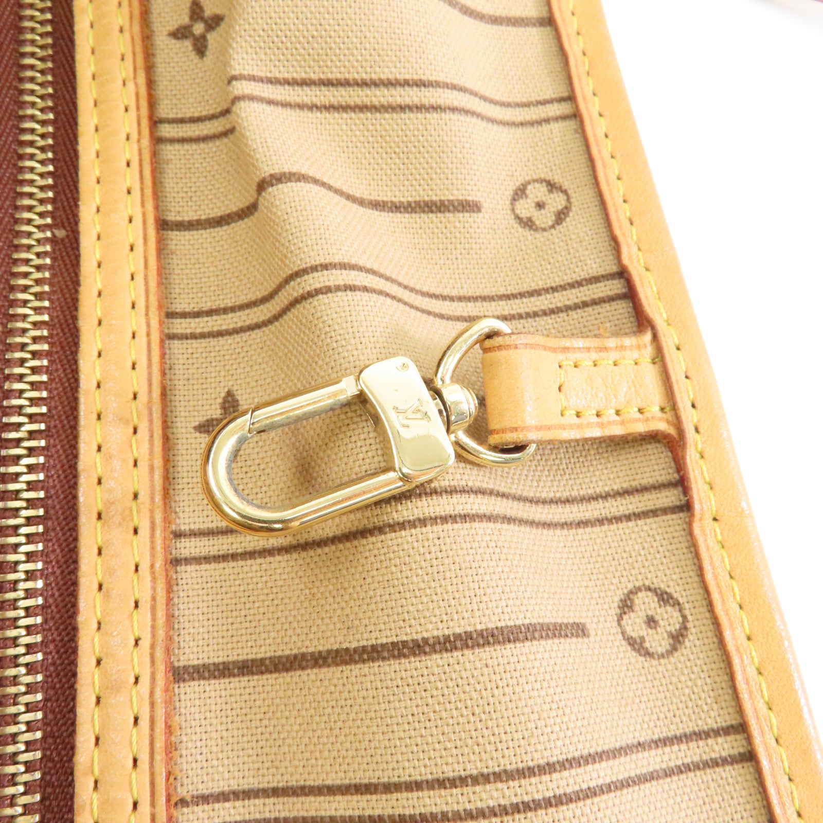 LOUIS VUITTON Monogram Neverfull GM金扣手挽袋棕色