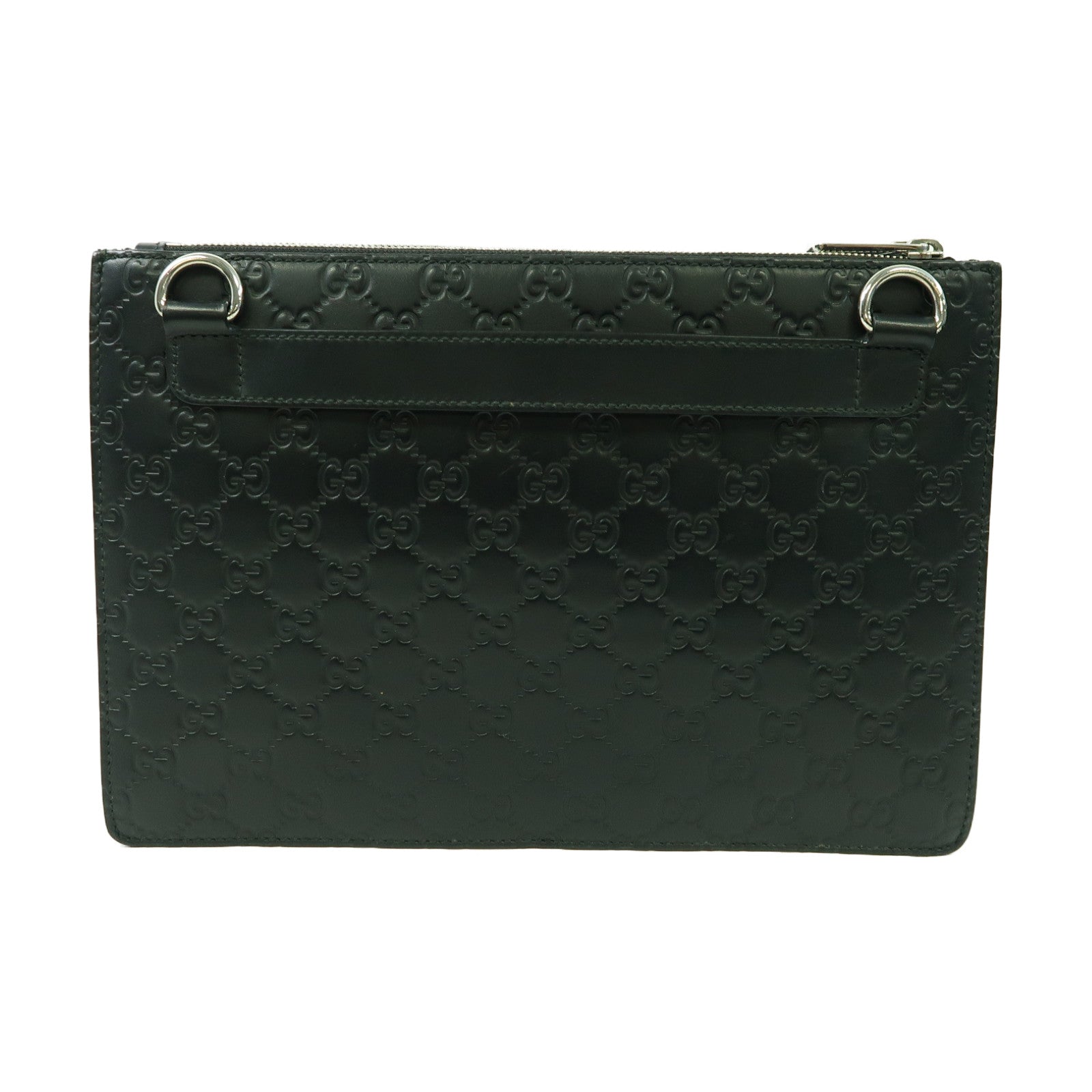 GUCCI 【激減優惠】牛皮皮革Shoulder Bag銀扣肩背袋黑色