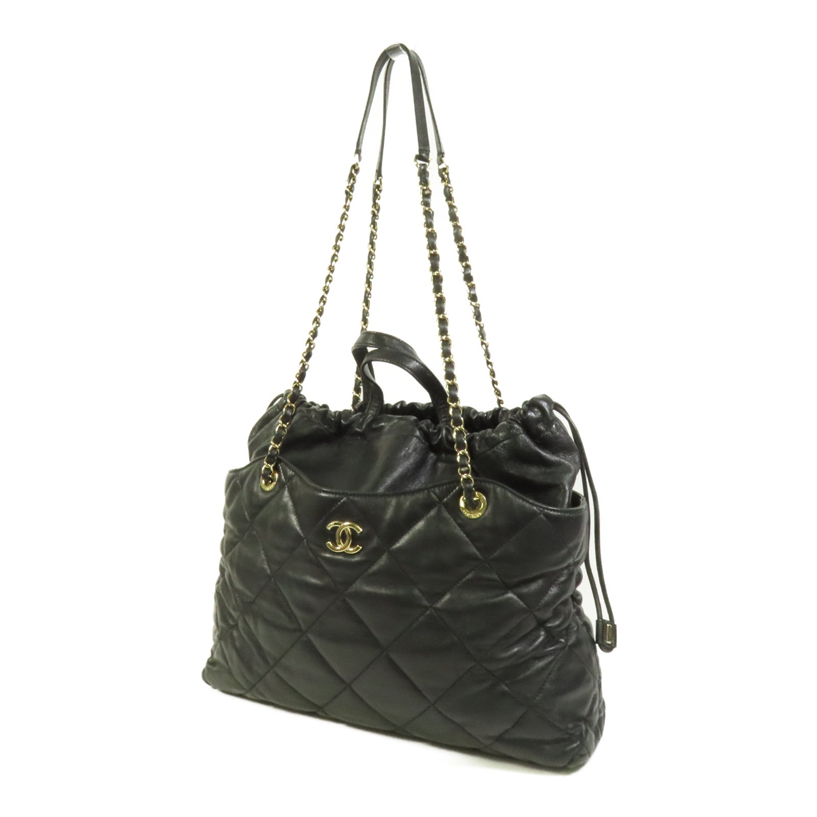 CHANEL 牛皮皮革Chain Tote金扣手挽肩背兩用袋