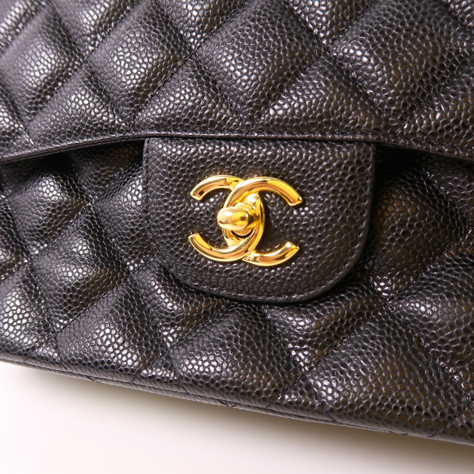 CHANEL CC GHW Large Classic Chain Shoulder Bag Calfskin Leather Black