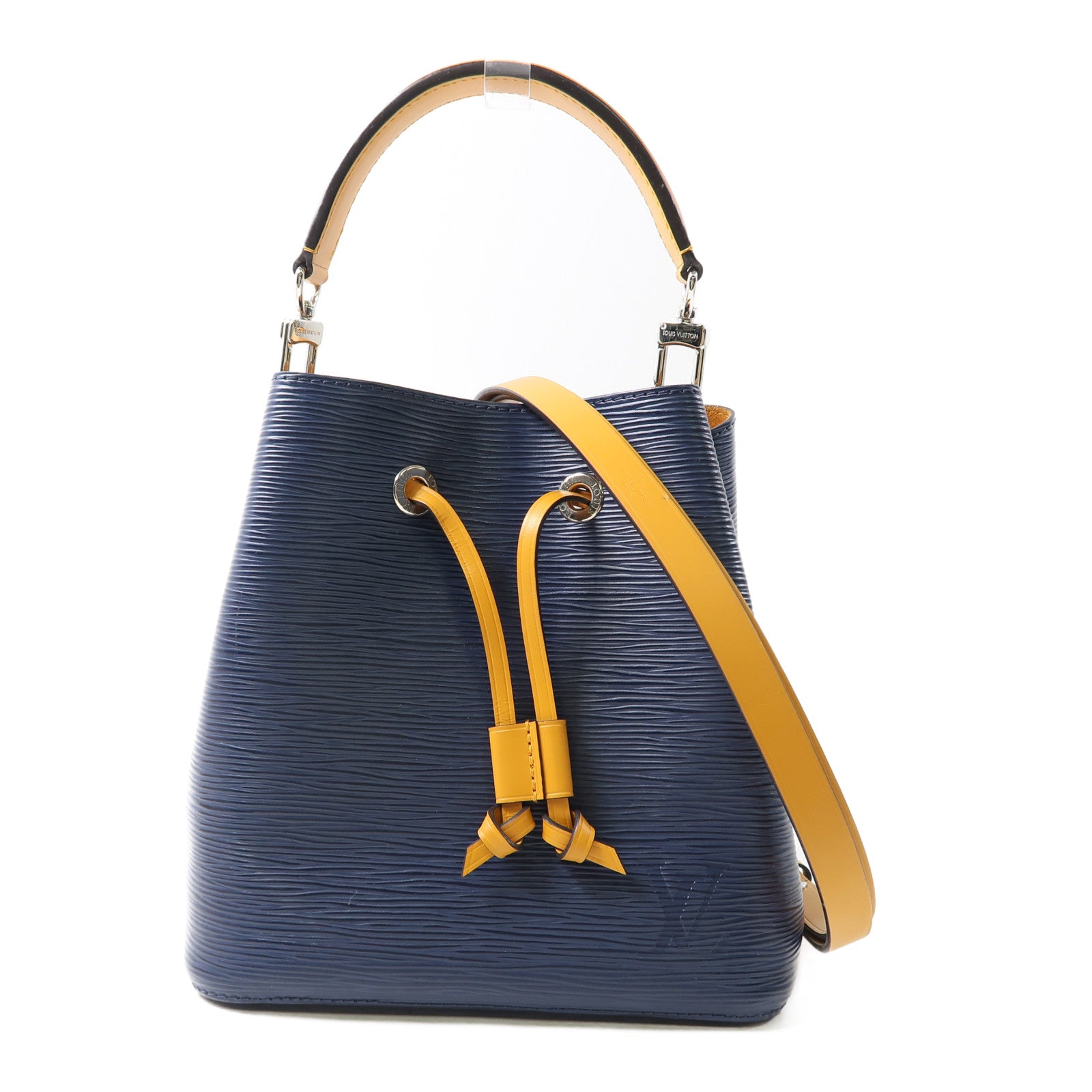 LOUIS VUITTON Epi Neo Noe BB銀扣手挽肩背兩用袋深藍色/黃色