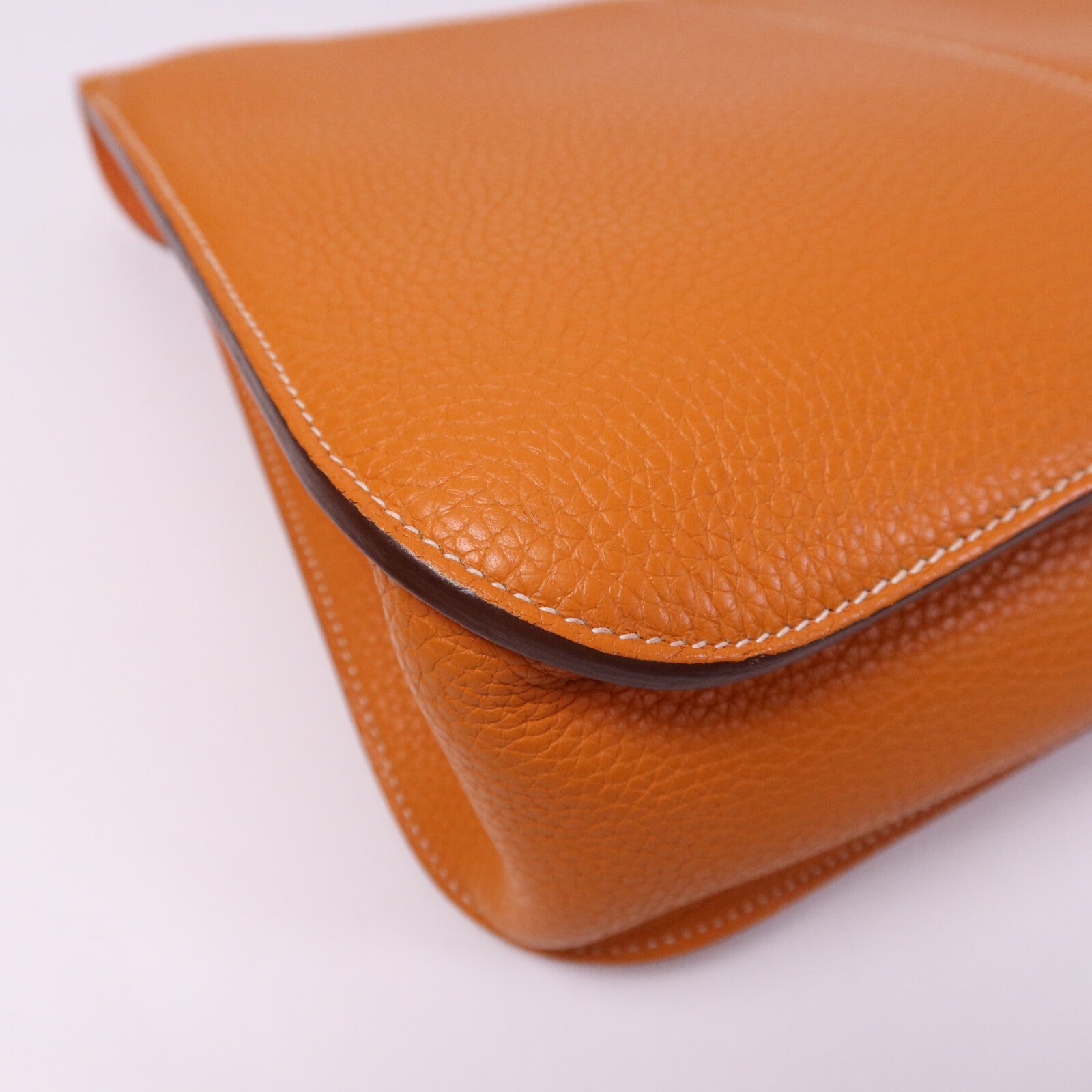 HERMES Clemence皮革Halzan 31銀扣手挽肩背兩用袋Orange