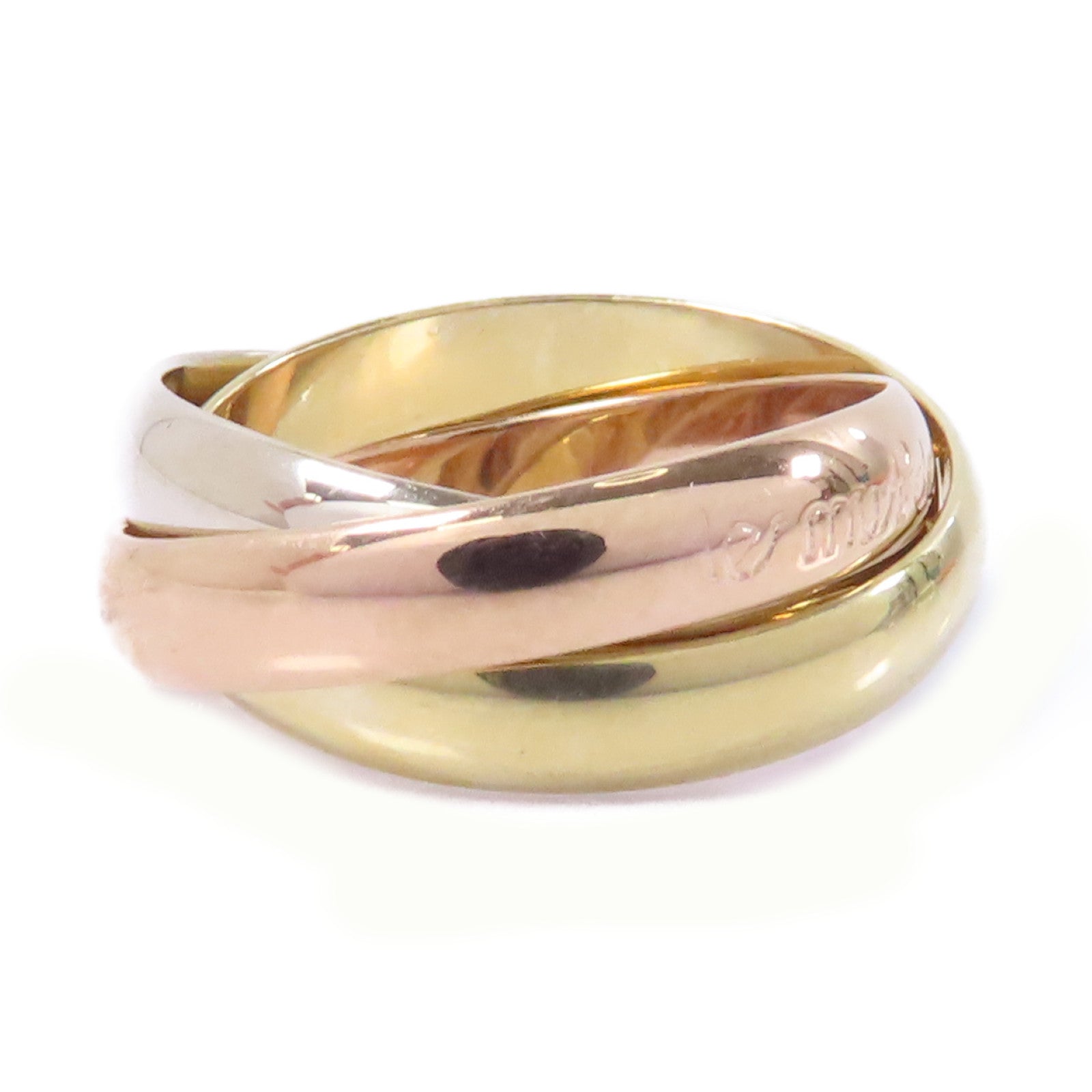 CARTIER 18K黃金/白金/玫瑰金Les Must De Trinity戒指Cartier#49/US#4.75