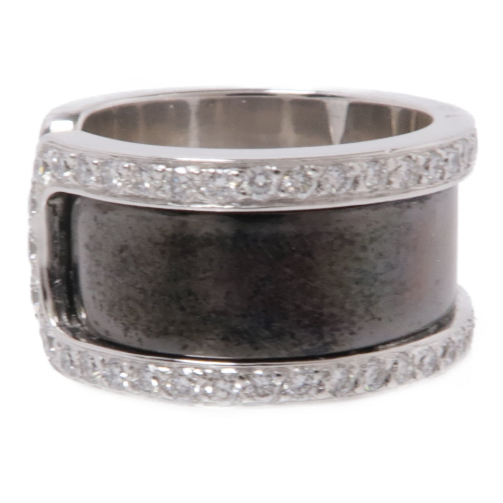 CARTIER 陶瓷/18K白金C2 Diamond Ring鑽石戒指黑色Cartier#48 US#4.5