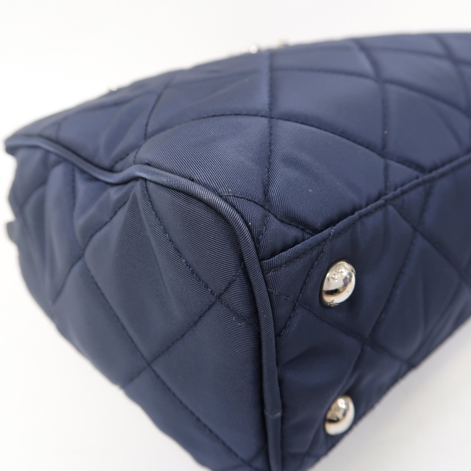 PRADA 尼龍Shoulder Bag銀扣鏈帶肩背袋藍色