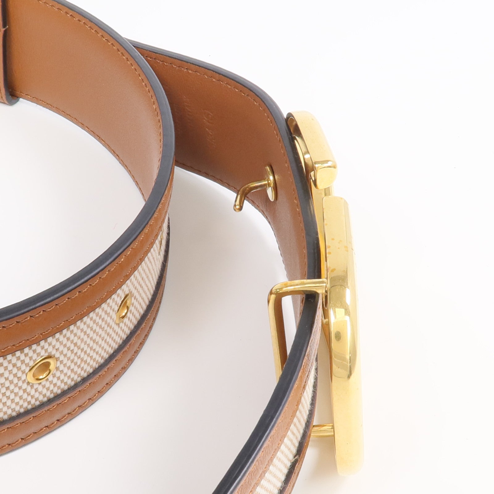 Valentino 帆布/皮革Belt金扣皮帶