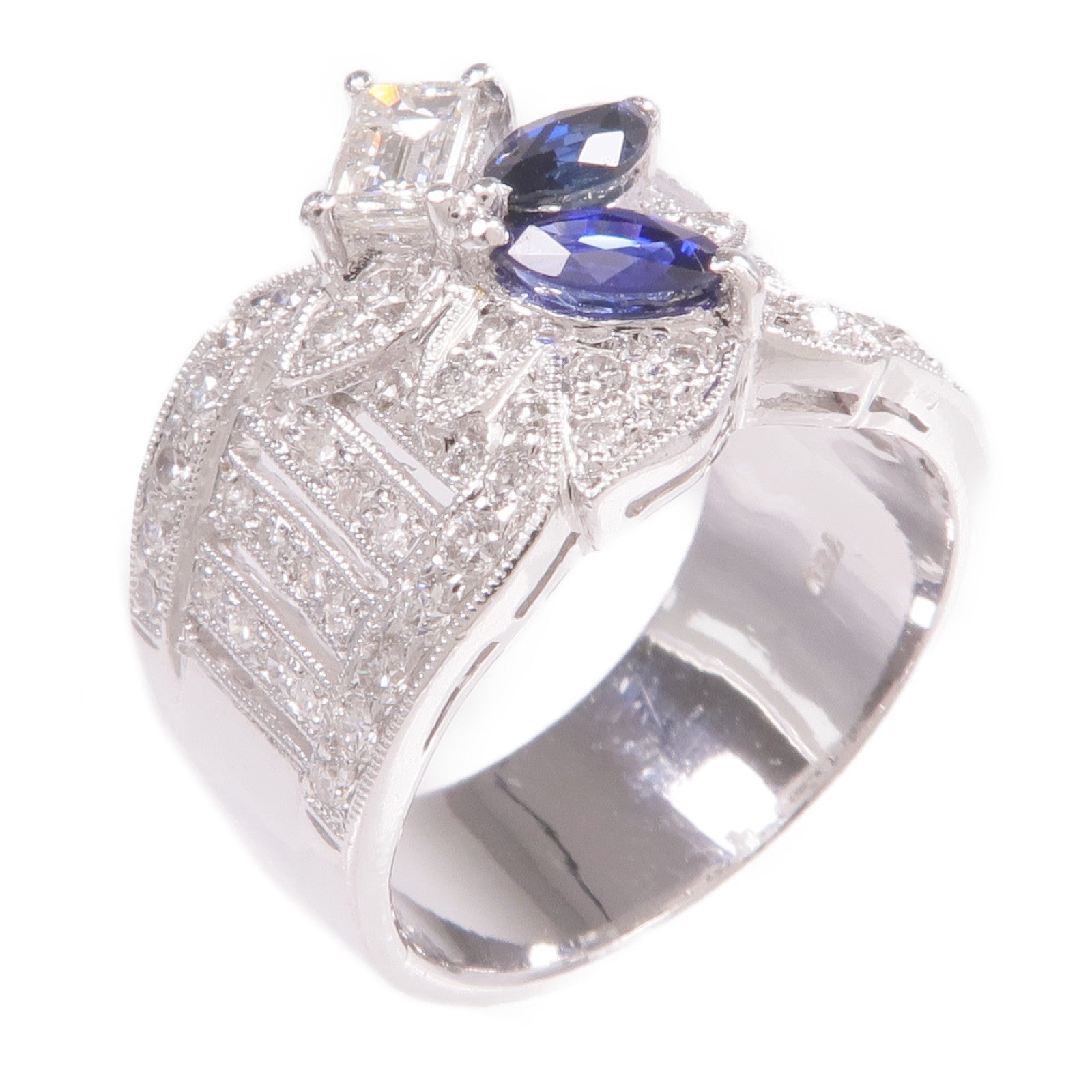 JEWELRY 18K白金Sapphire Diamond Ring藍寶石/鑽石戒指US#6