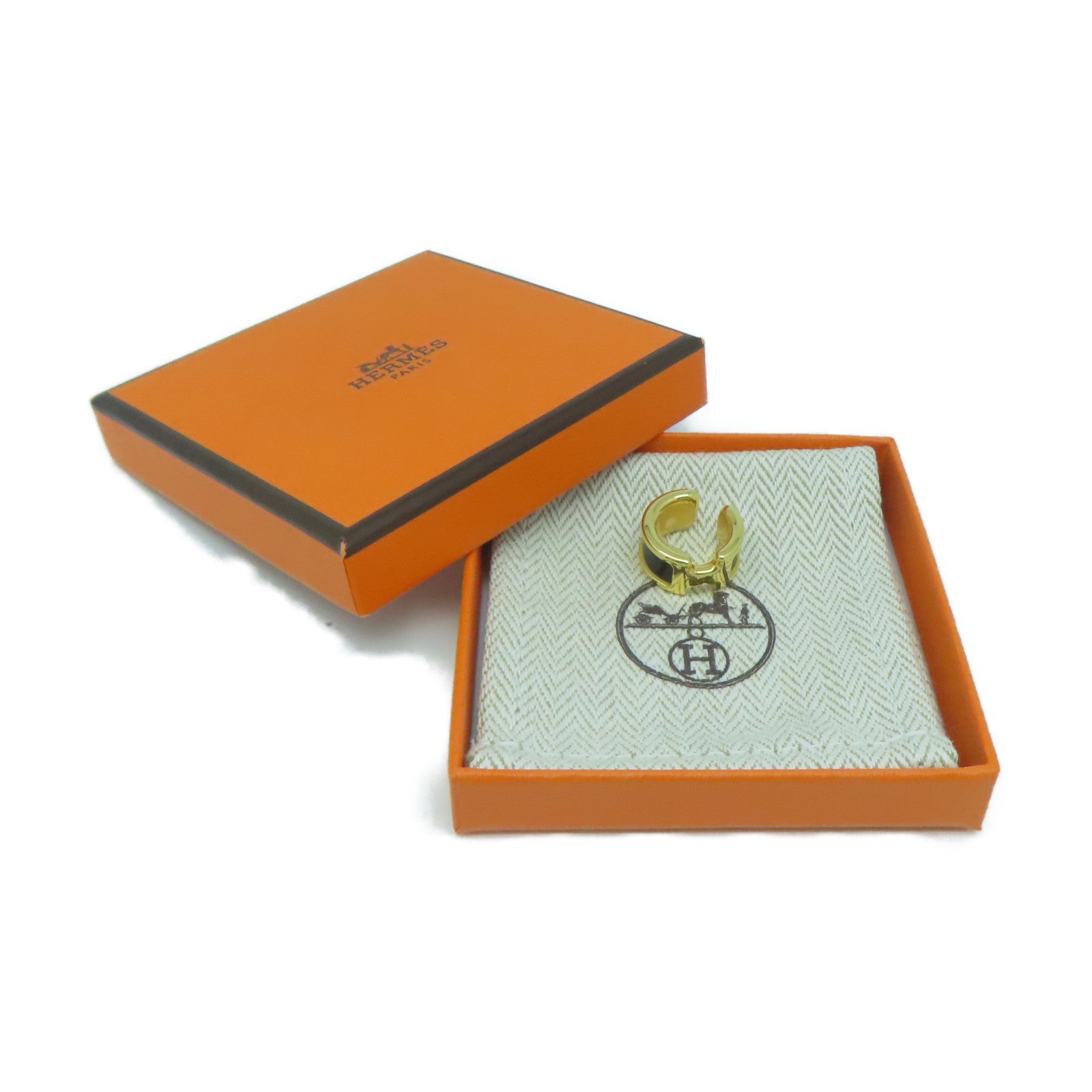 HERMES 【激減優惠】金屬Olympe Ear Cuff耳環黑色/金色