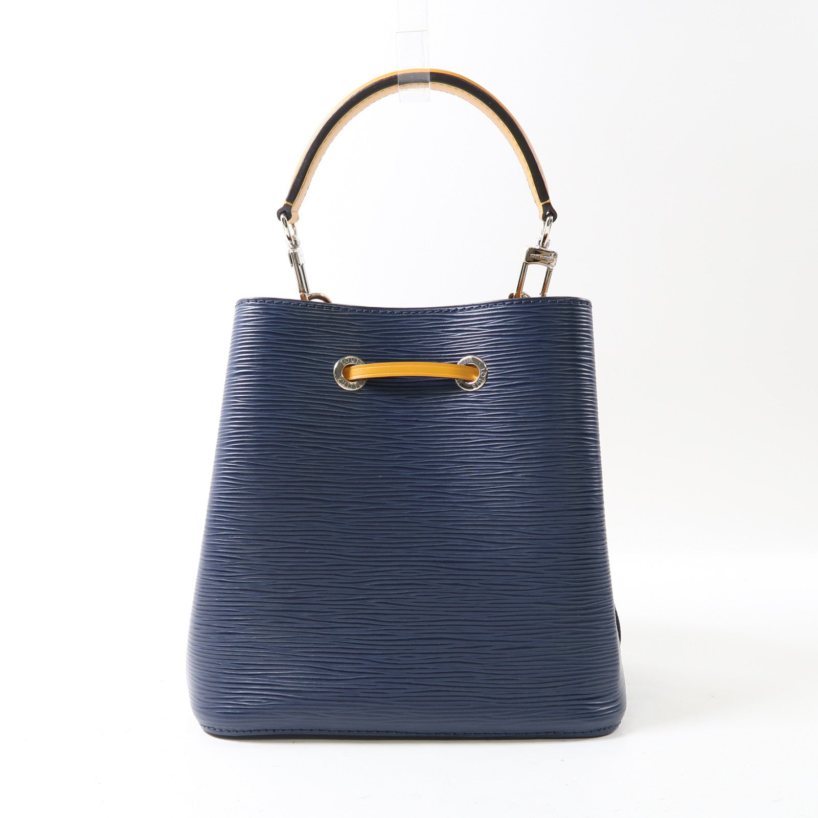 LOUIS VUITTON Epi Neo Noe BB銀扣手挽肩背兩用袋深藍色/黃色
