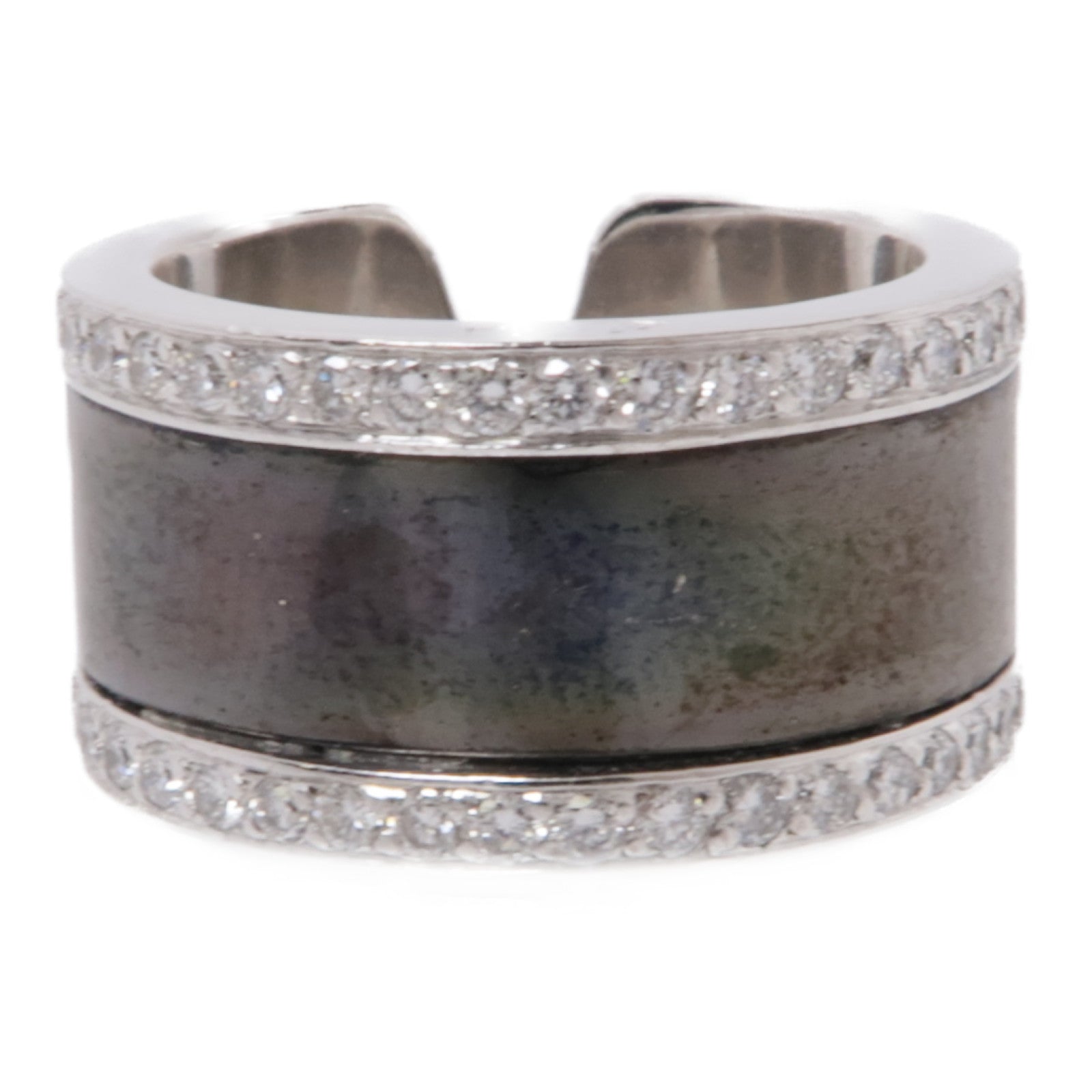 CARTIER 陶瓷/18K白金C2 Diamond Ring鑽石戒指黑色Cartier#48 US#4.5