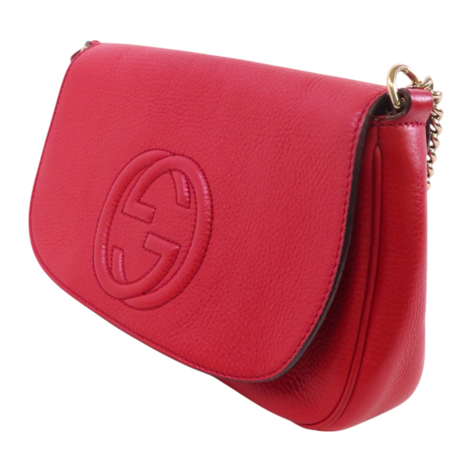GUCCI 牛皮皮革Soho Chain Shoulder金扣鏈帶肩背袋
