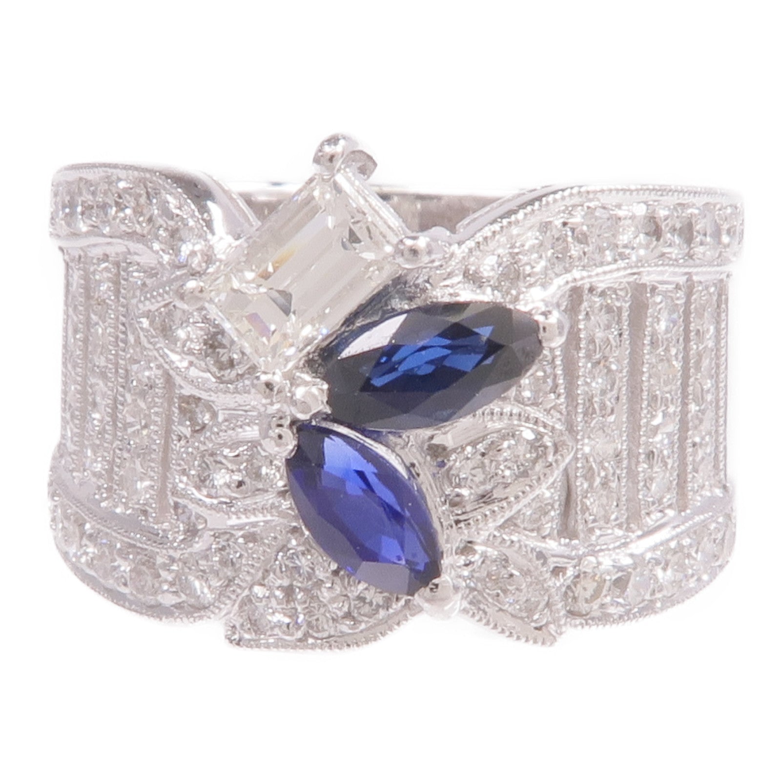 JEWELRY 18K白金Sapphire Diamond Ring藍寶石/鑽石戒指US#6