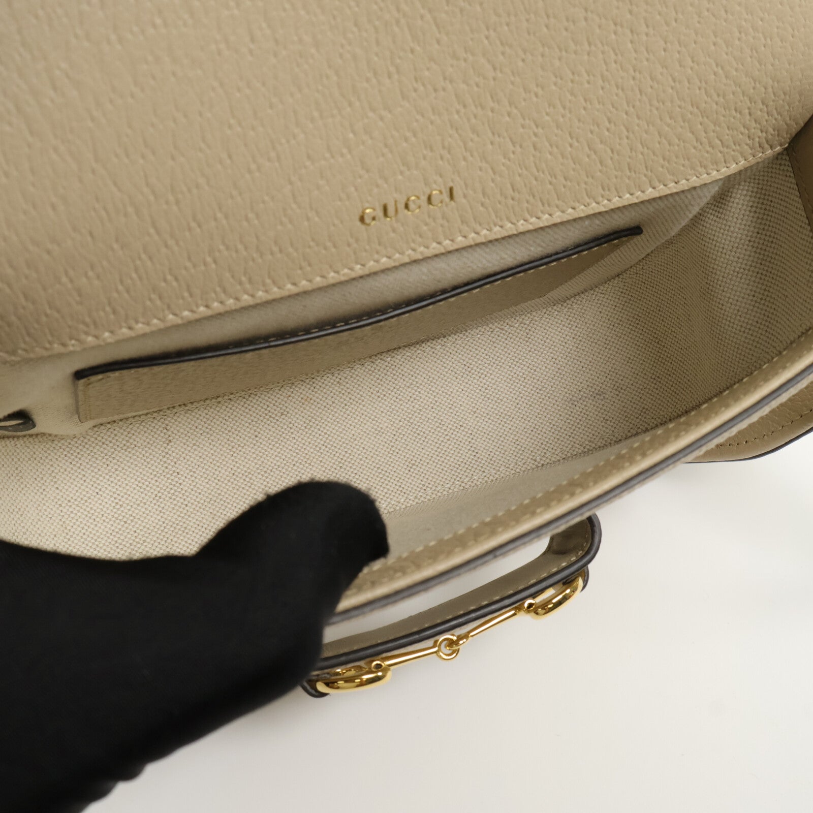GUCCI 塗層帆布Horsebit 1955 Small Shoulder Bag肩背袋