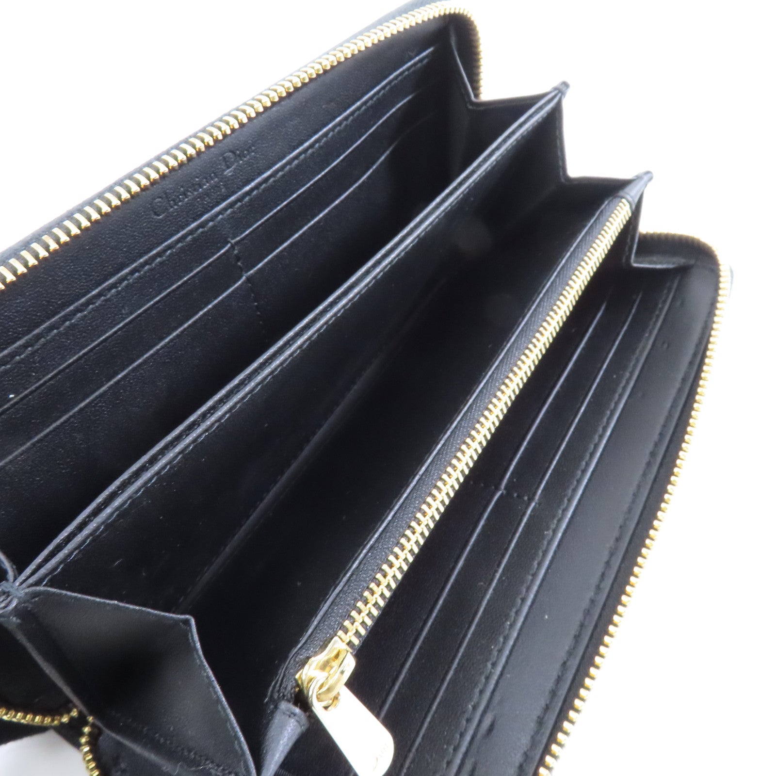 Dior 羊皮皮革Long Wallet金扣長錢包黑色