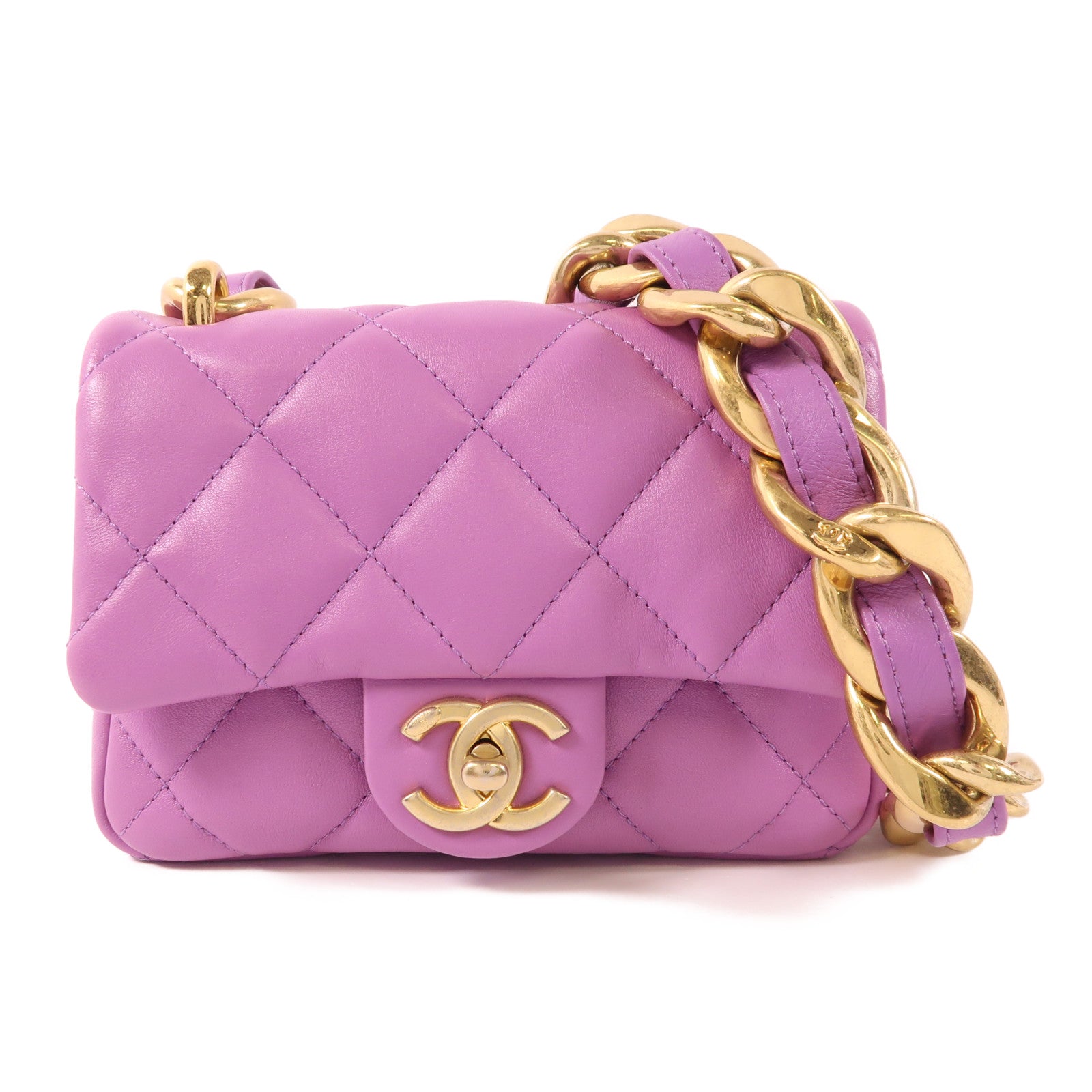 CHANEL 【激減優惠】羊皮皮革Mini Flap Bag金扣肩背袋