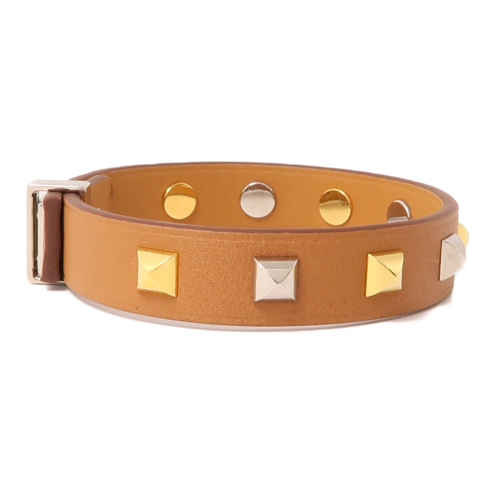 HERMES Swift皮革Mini Dog Bracelet手鐲Gold棕色/金色/銀色