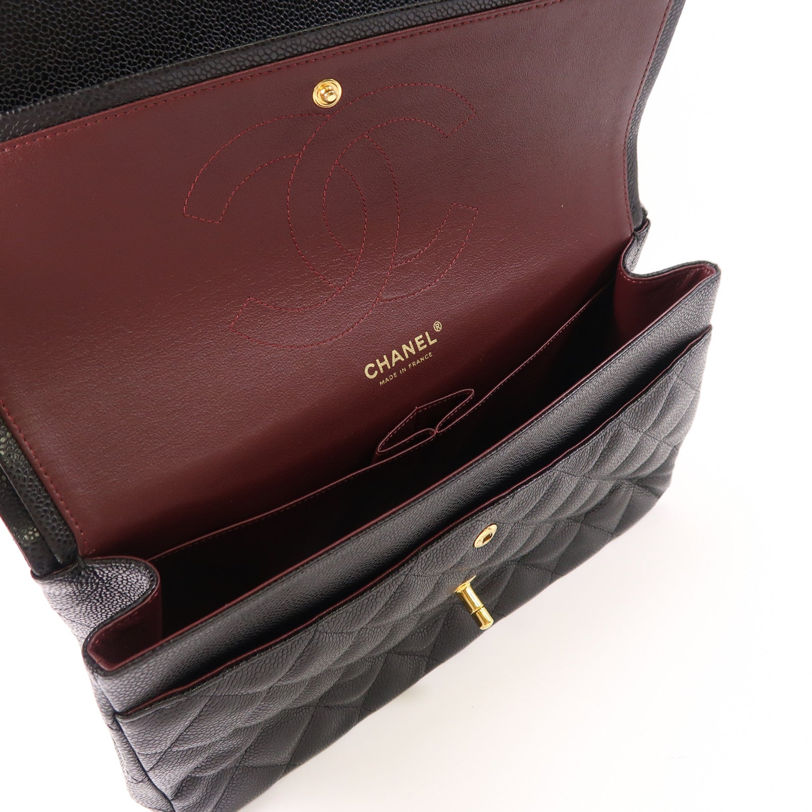 CHANEL CC GHW Large Classic Chain Shoulder Bag Calfskin Leather Black