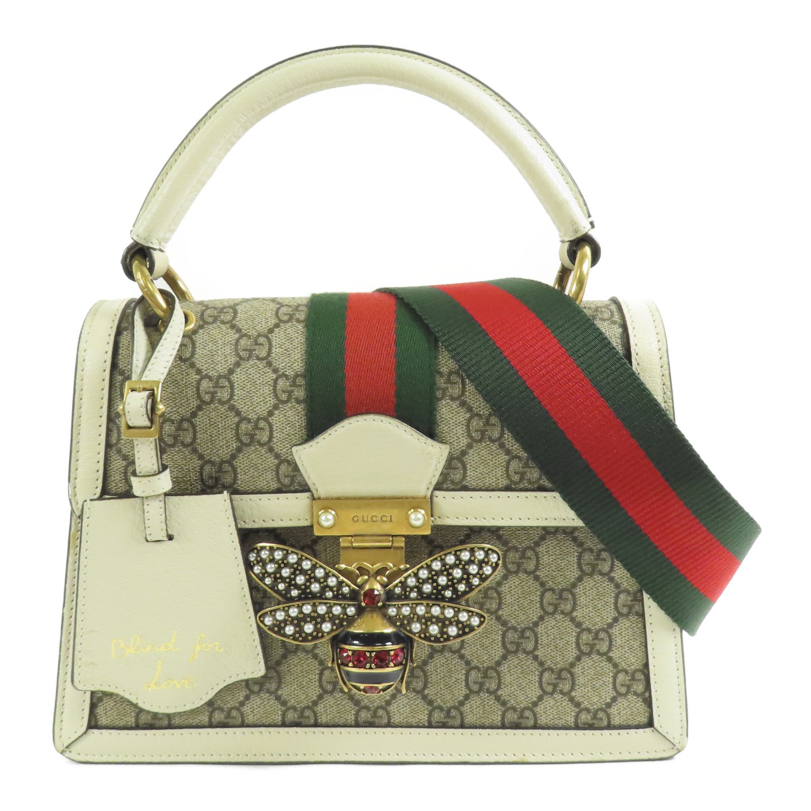 GUCCI GG GHW Queen Margaret 2way Shoulder Hand Bag Coated Canvas Leather White
