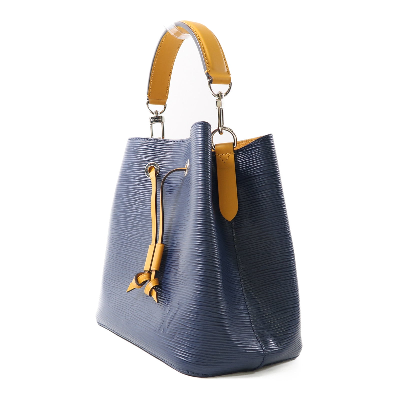 LOUIS VUITTON Epi Neo Noe BB銀扣手挽肩背兩用袋深藍色/黃色