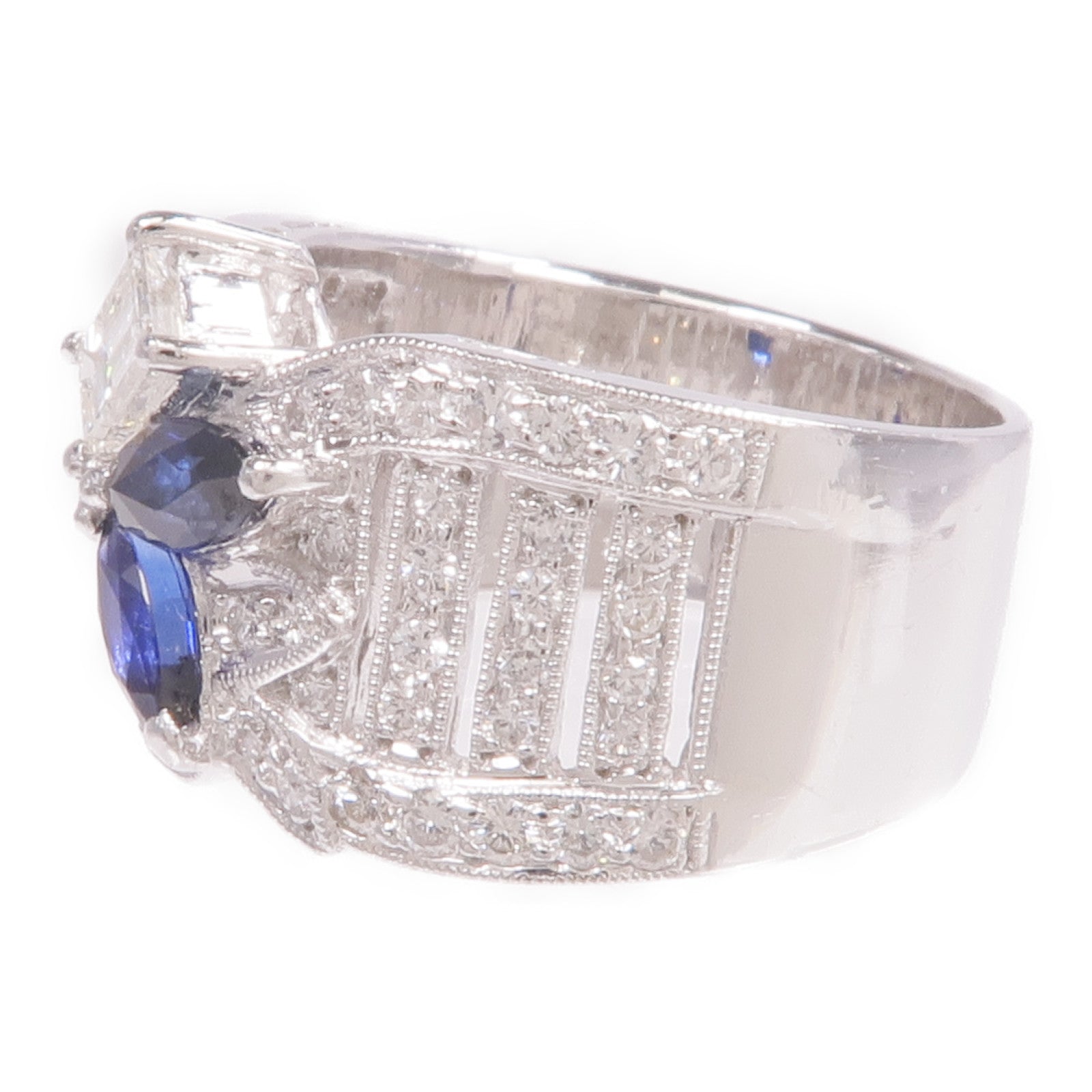 JEWELRY 18K白金Sapphire Diamond Ring藍寶石/鑽石戒指US#6