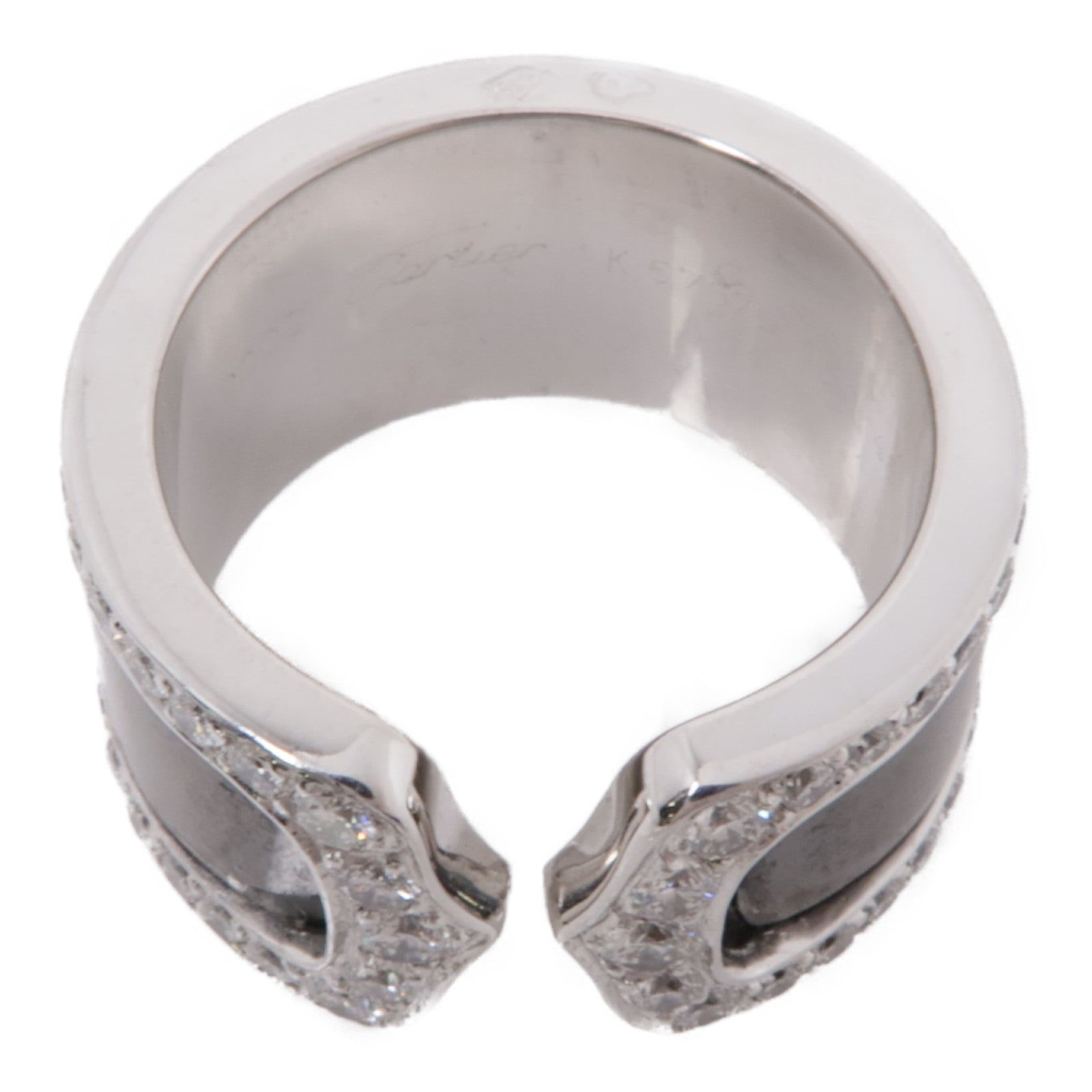 CARTIER 陶瓷/18K白金C2 Diamond Ring鑽石戒指黑色Cartier#48 US#4.5