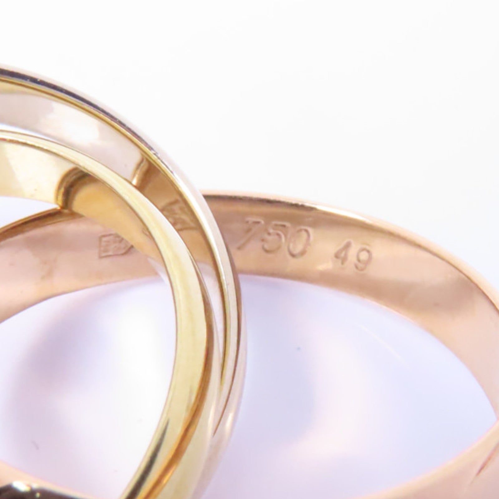 CARTIER 18K黃金/白金/玫瑰金Les Must De Trinity戒指Cartier#49/US#4.75