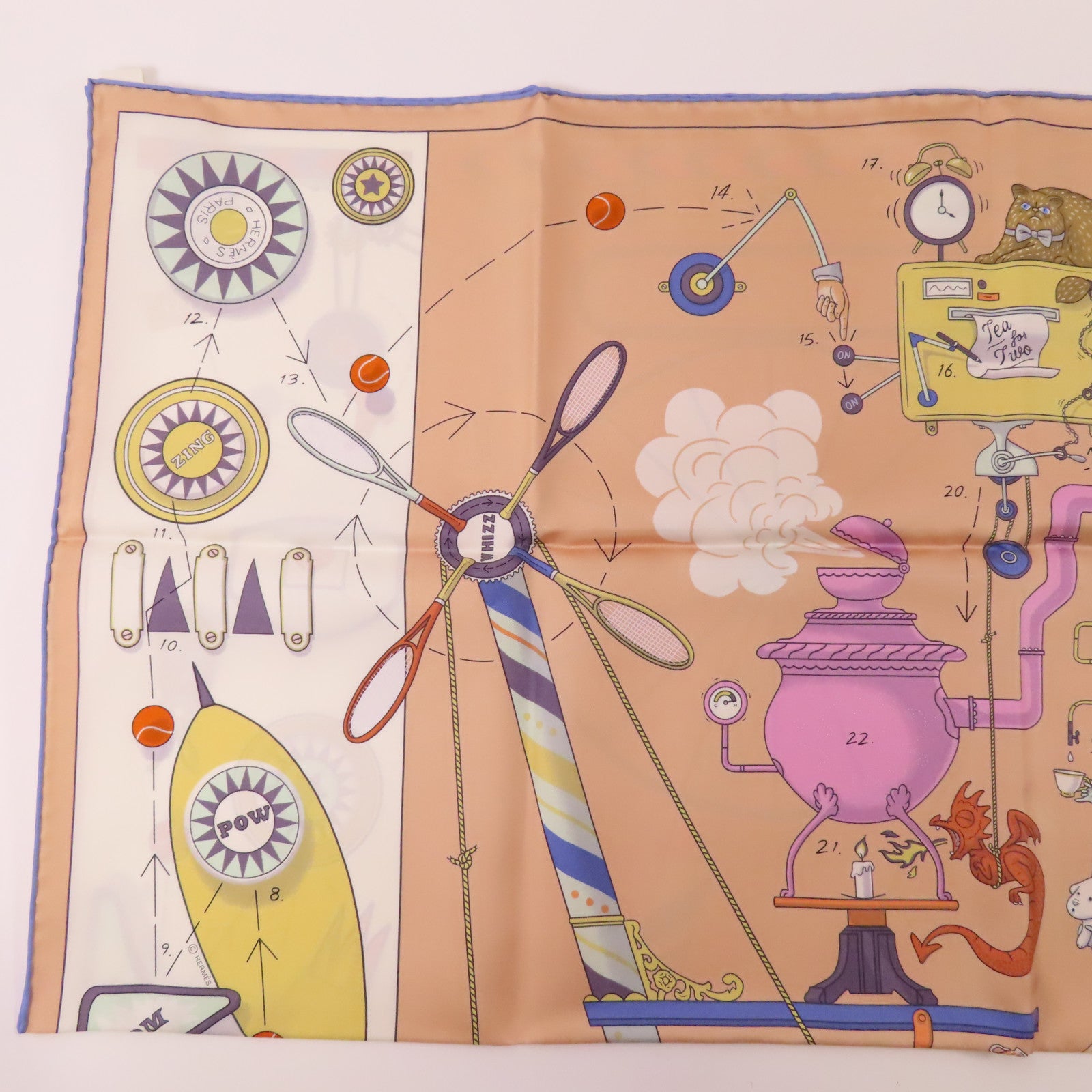 HERMES 絲質Scarf 90x90cm絲巾米色/彩色