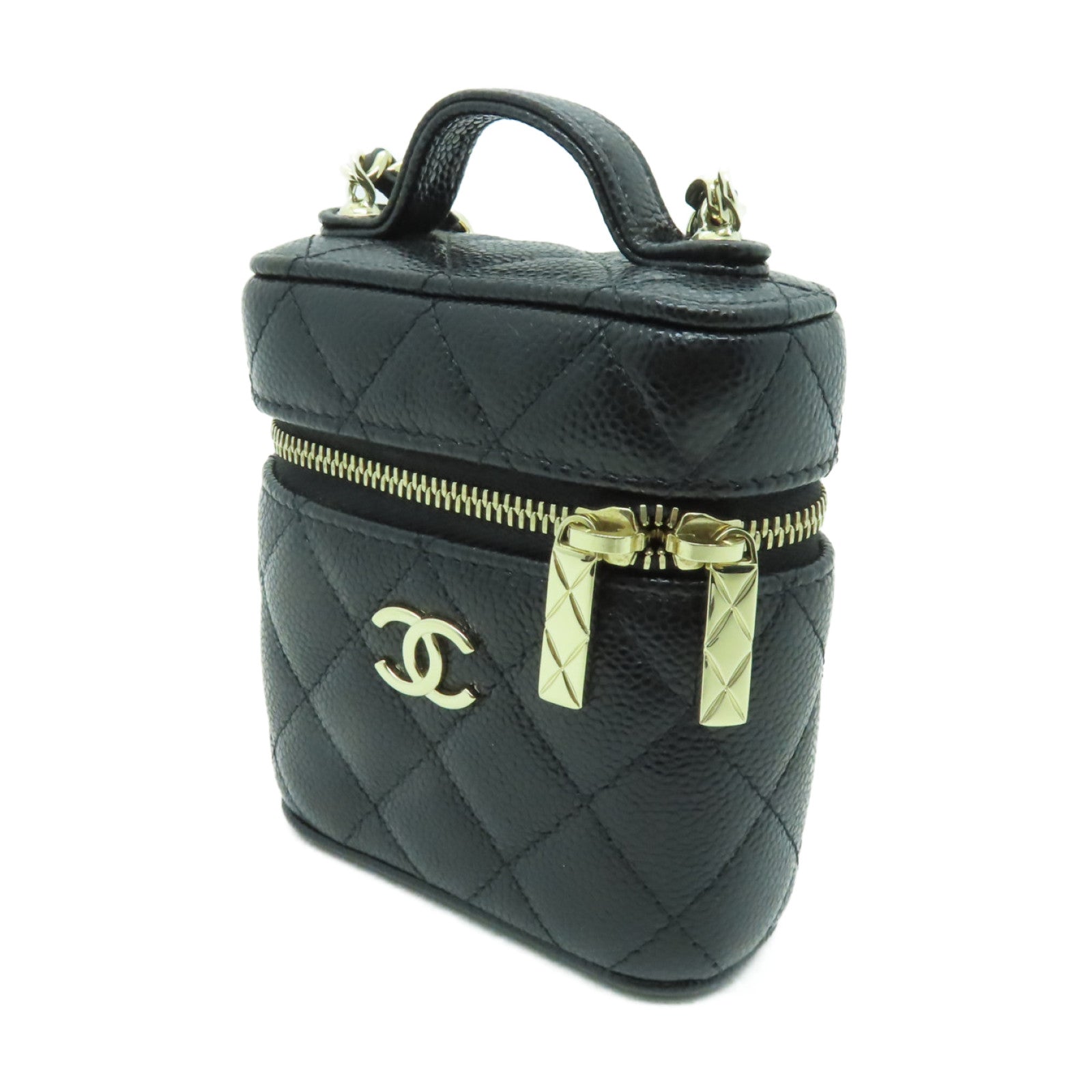 CHANEL 【激減優惠】菱格Caviar皮革Chain Shoulder金扣鏈帶肩背袋黑色