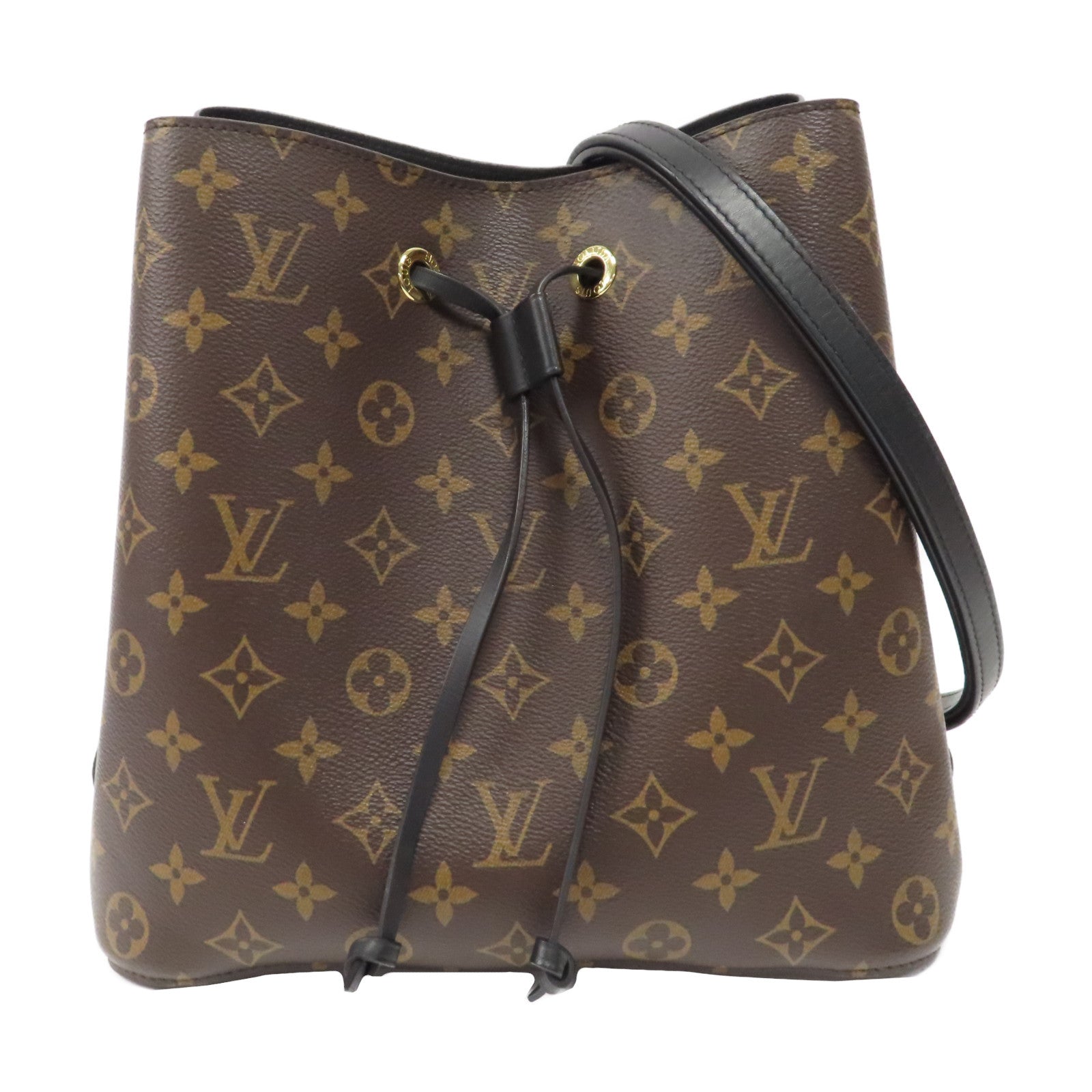 LOUIS VUITTON Monogram NeoNoe MM金扣肩背袋啡色/黑色