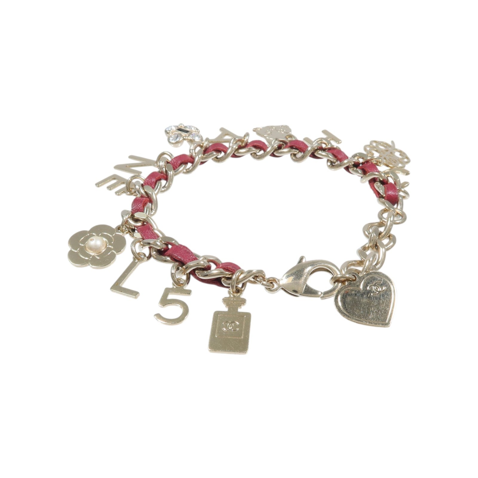 CHANEL 金屬/皮革Multi Charm Bracelet手鏈