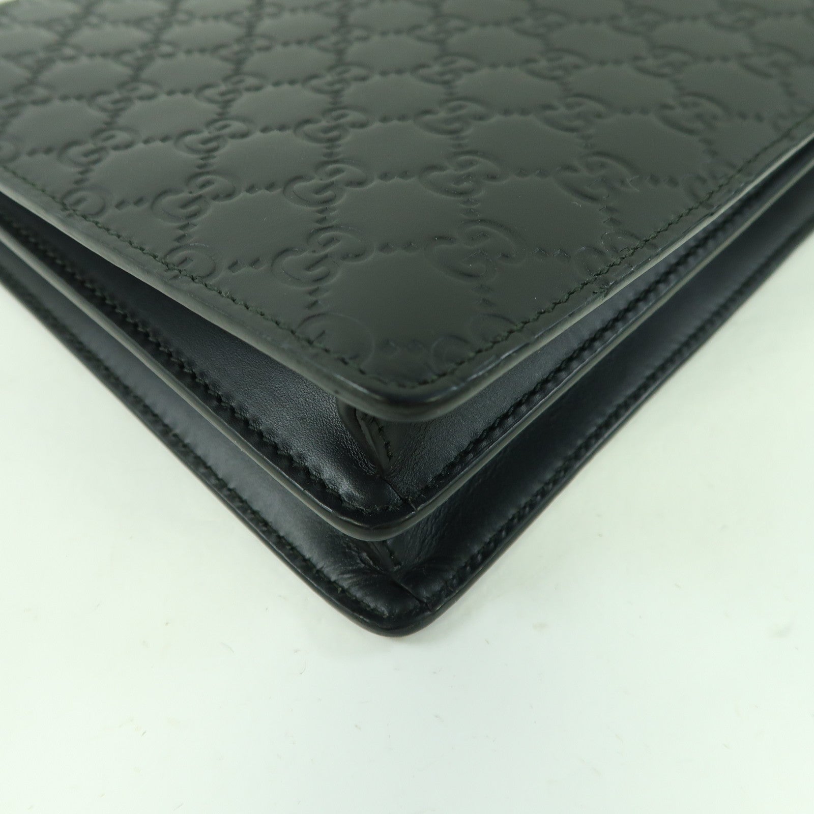 GUCCI 【激減優惠】牛皮皮革Shoulder Bag銀扣肩背袋黑色