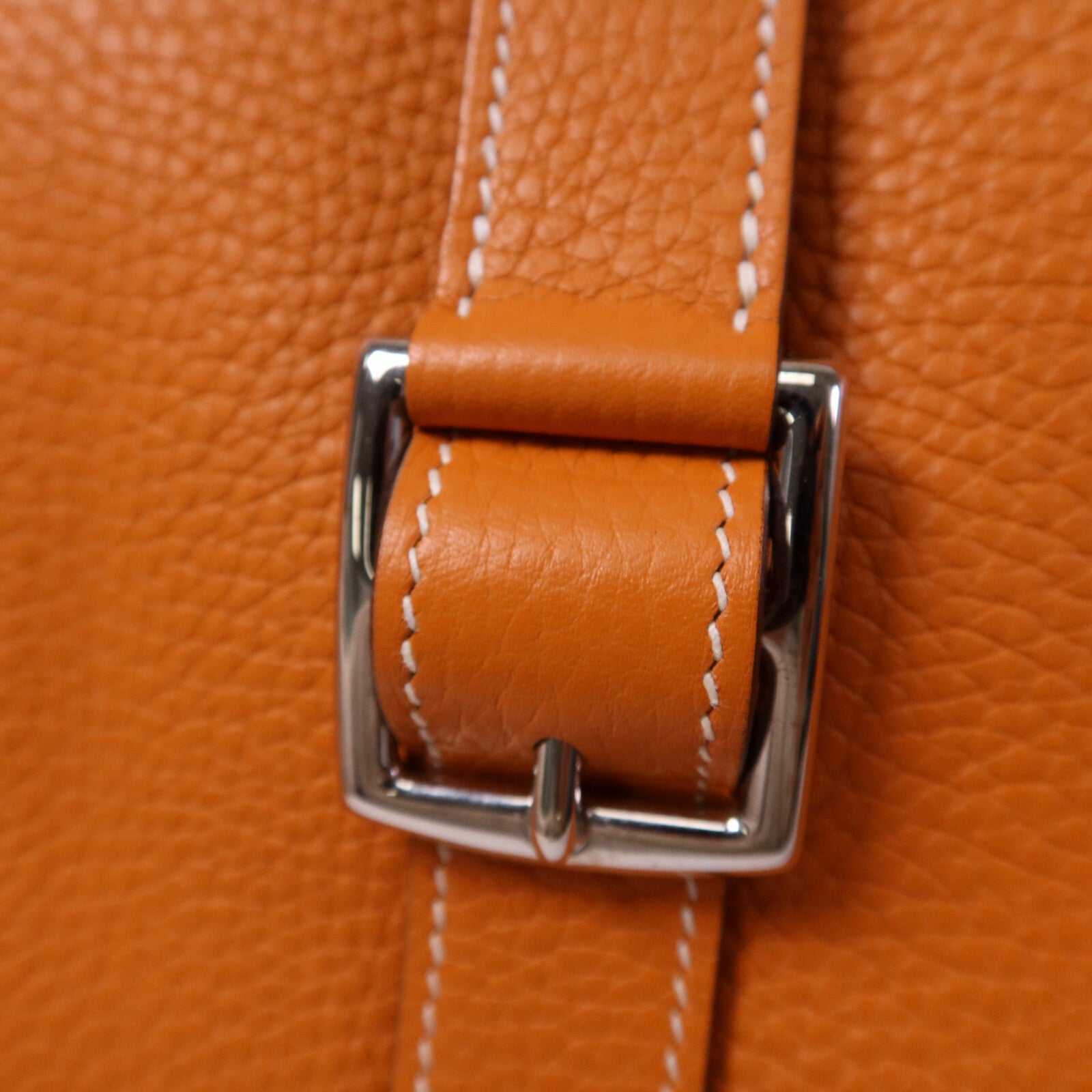 HERMES Clemence皮革Halzan 31銀扣手挽肩背兩用袋Orange