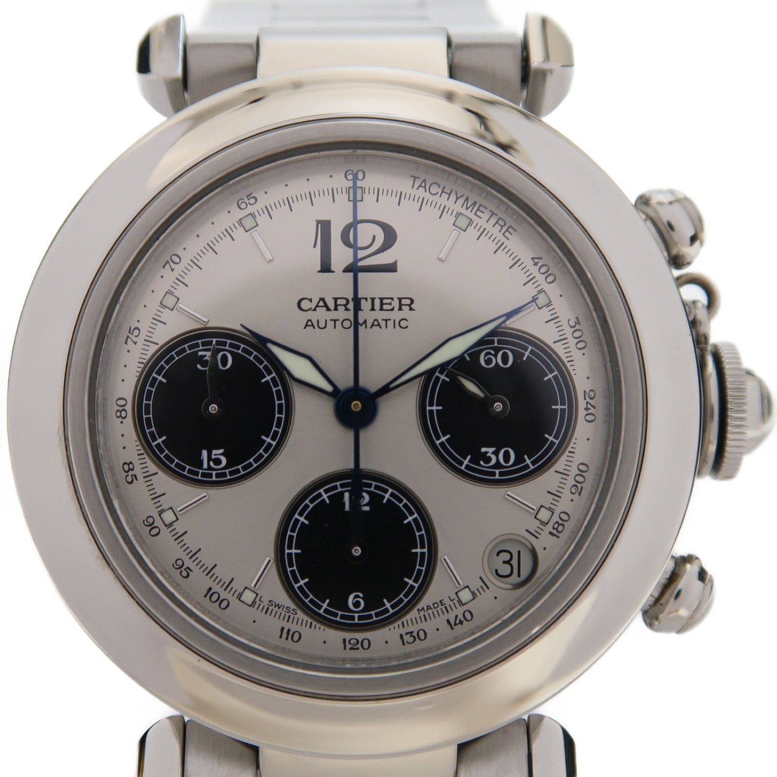 CARTIER Pasha C不鏽鋼手錶自動機芯銀色